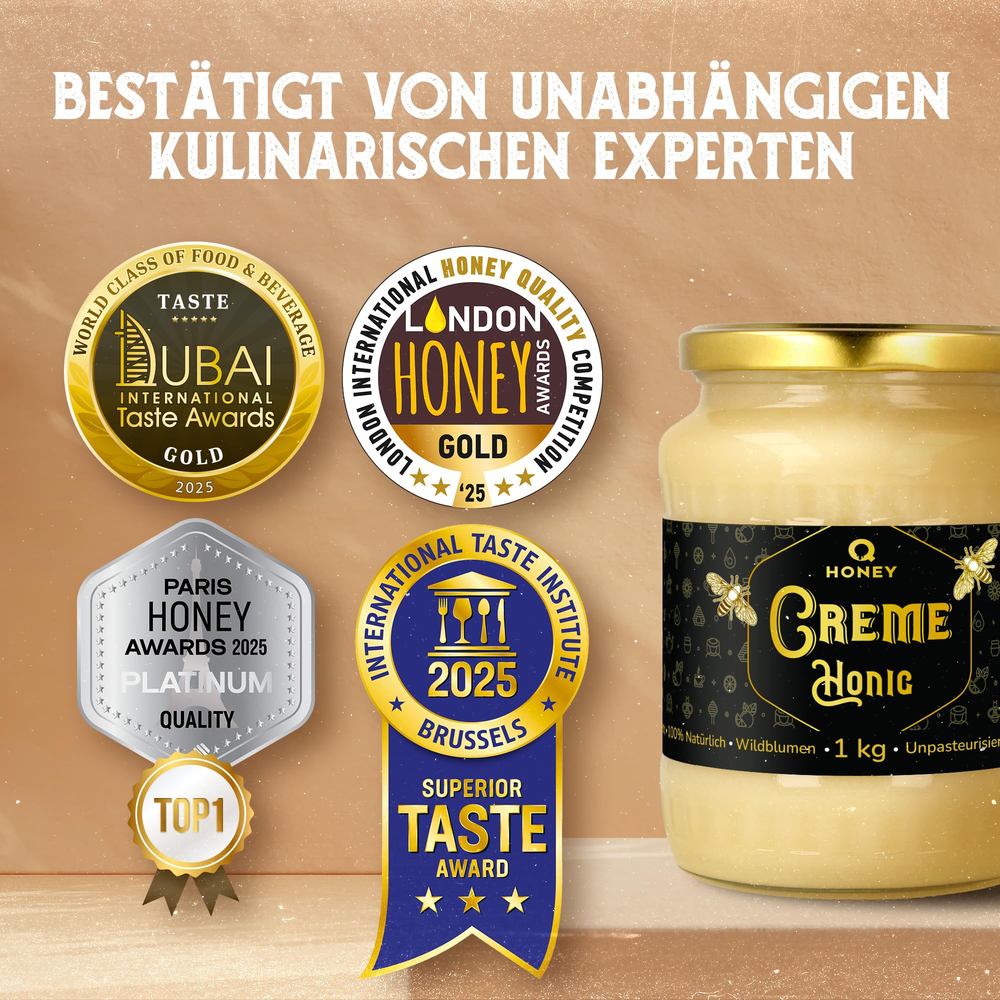 Q Honey – Wildblütenhonig vom Imker, NMR-geprüft, geprüfte Qualität & international anerkannt 2025, 1 kg