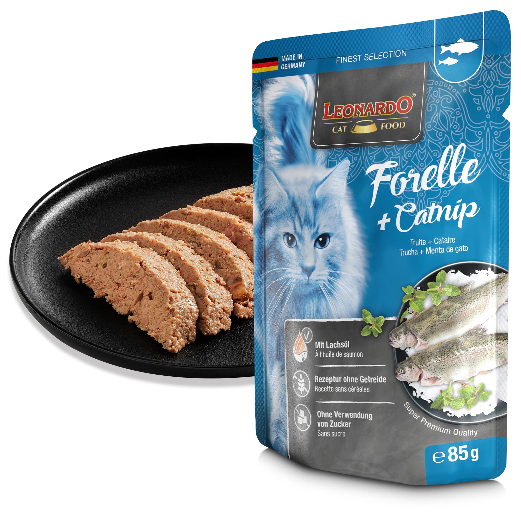 LEONARDO Frischebeutel [16x85g Kaninchen + Cranberries] | Getreidefreies Nassfutter für Katzen | Feuchtfutter Alleinfutter im Einzelportionsbeutel