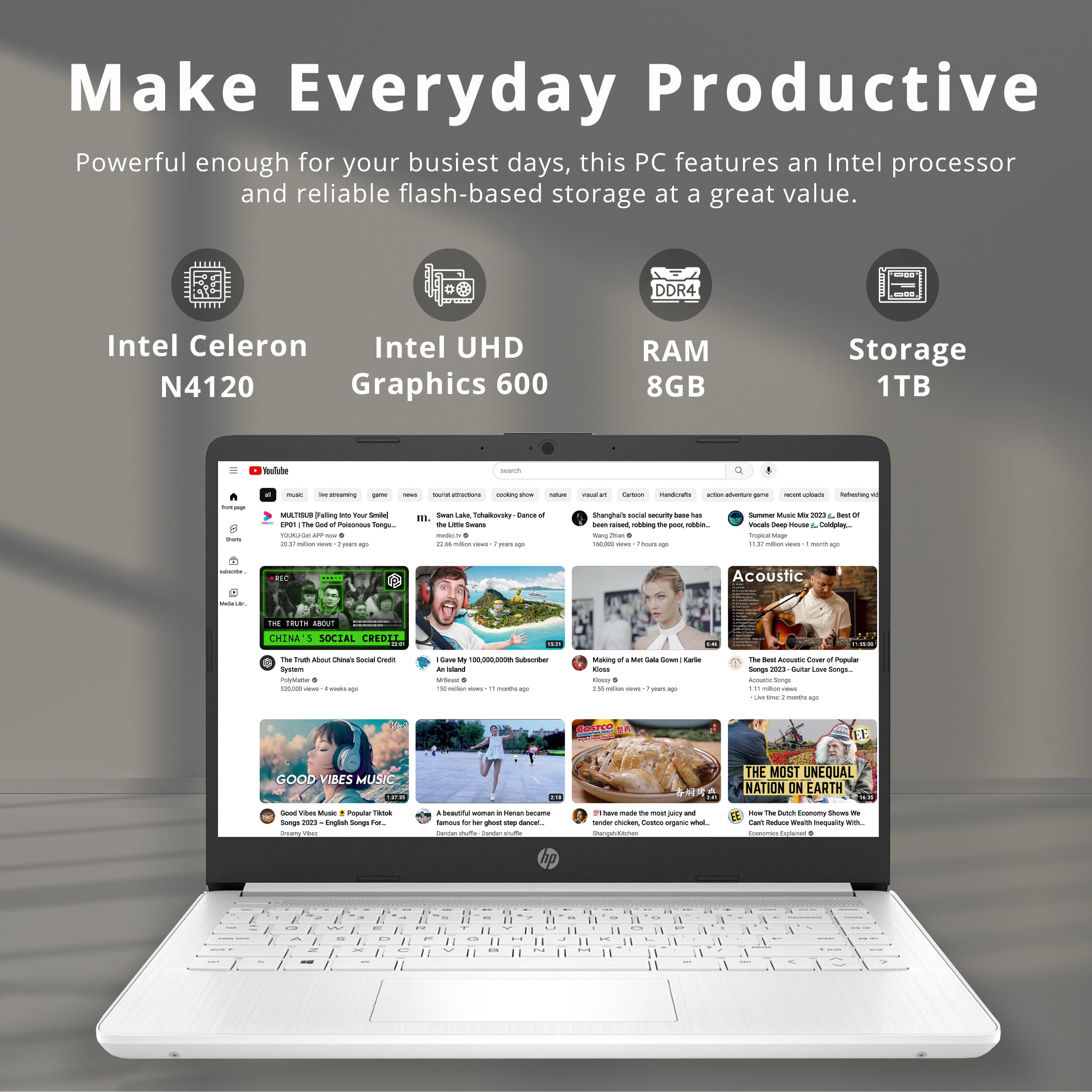 HP 14" HD Laptop, Windows 11, Intel Celeron Dual-Core Processor Up to 2.60GHz, 4GB RAM, 64GB SSD, Webcam, Dale Pink (Renewed)