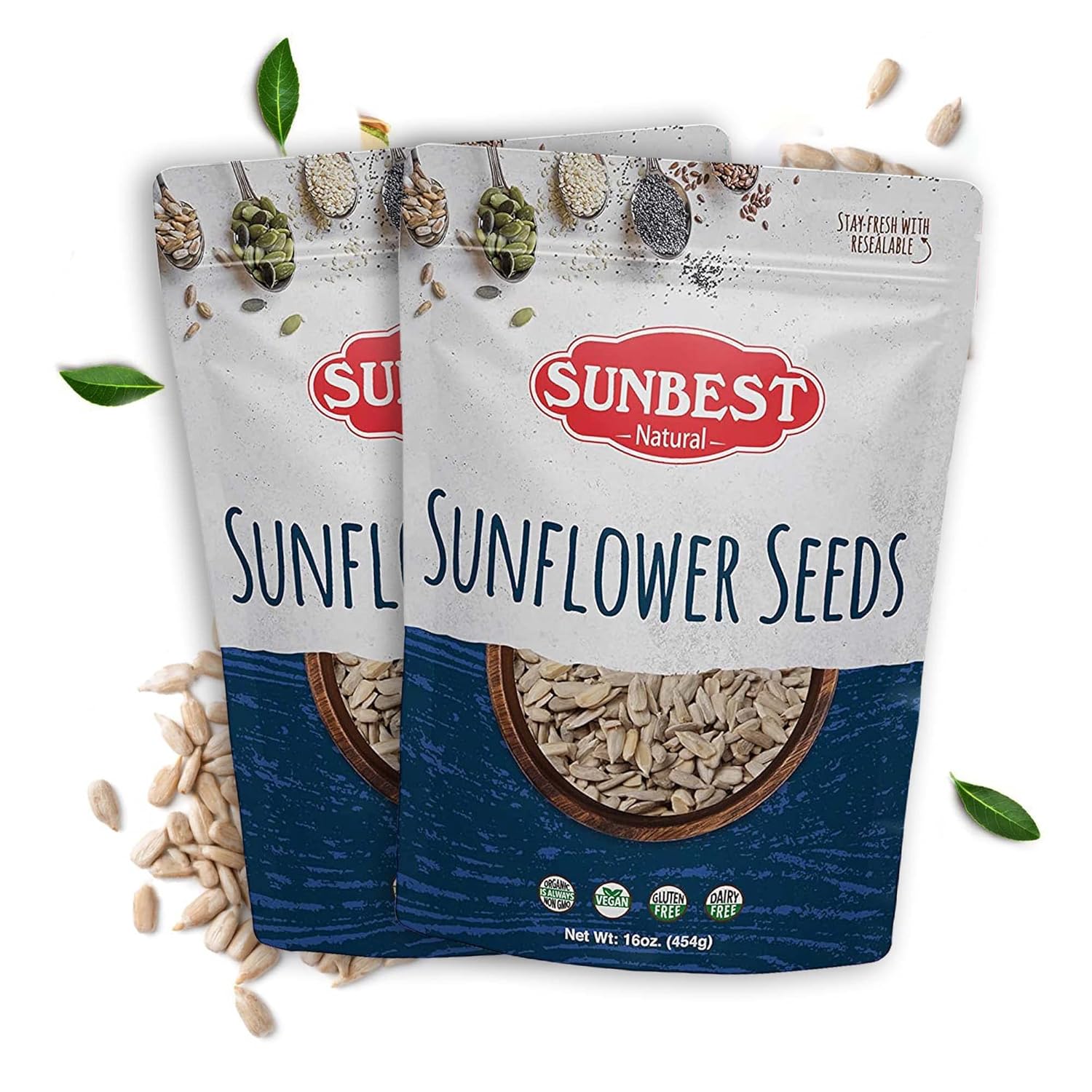 Sunbest Natural Organic Super Seeds Mix, 2-Pack – Raw Chia, Flax Seed, Hemp, Pumpkin & Sunflower Seeds – Great For Trail Mix, Smoothies & Salads – Superfood Blend Rich in Protein & Fiber (32 oz)