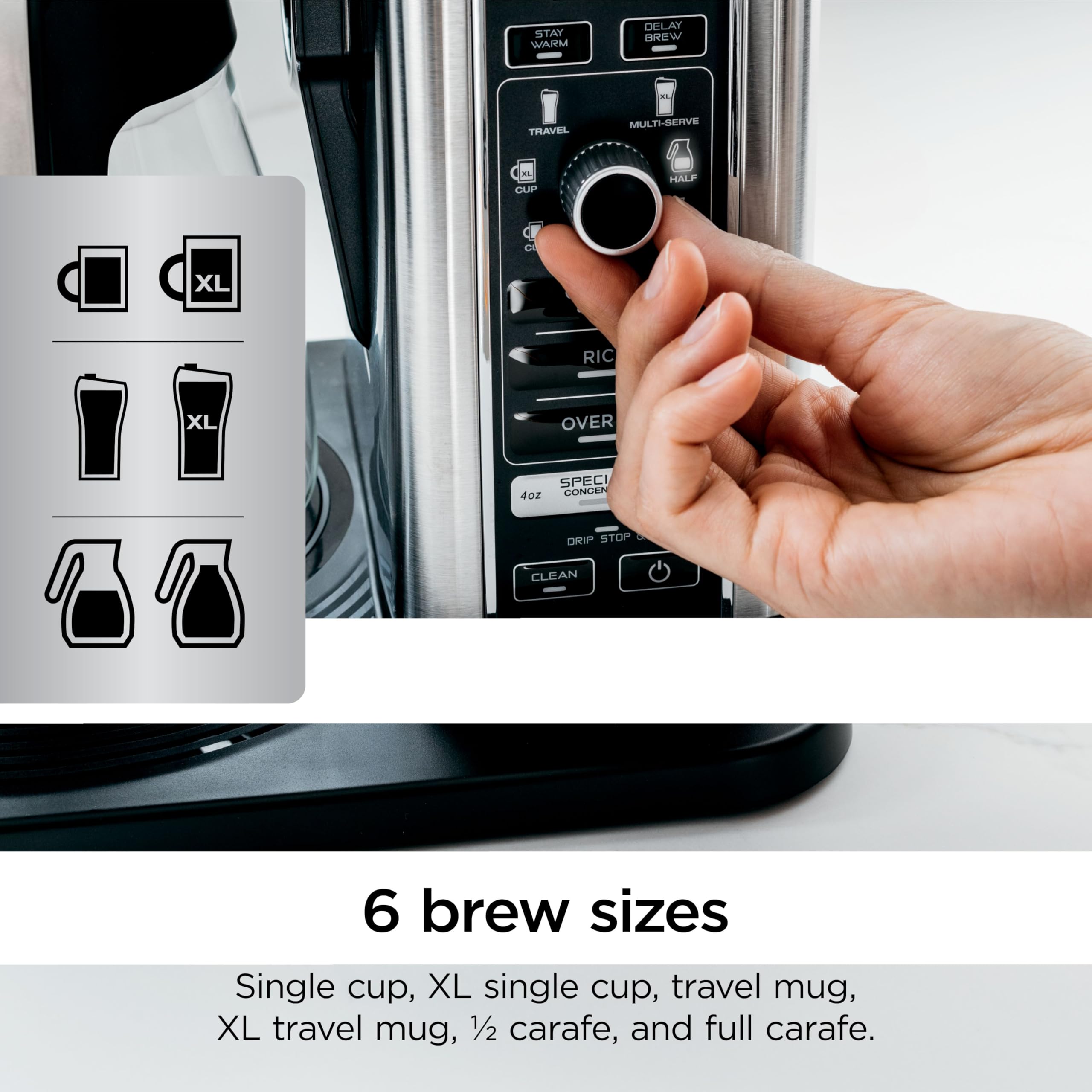 Ninja Specialty Coffee Maker | Includes 10-Cup Carafe, Fold-Away Frother, Permanent Filter & Removable, Dishwasher Safe Reservoir | 6 Brew Styles, 8 Cup to Travel Mug to Pot Sizes | Black | CM401