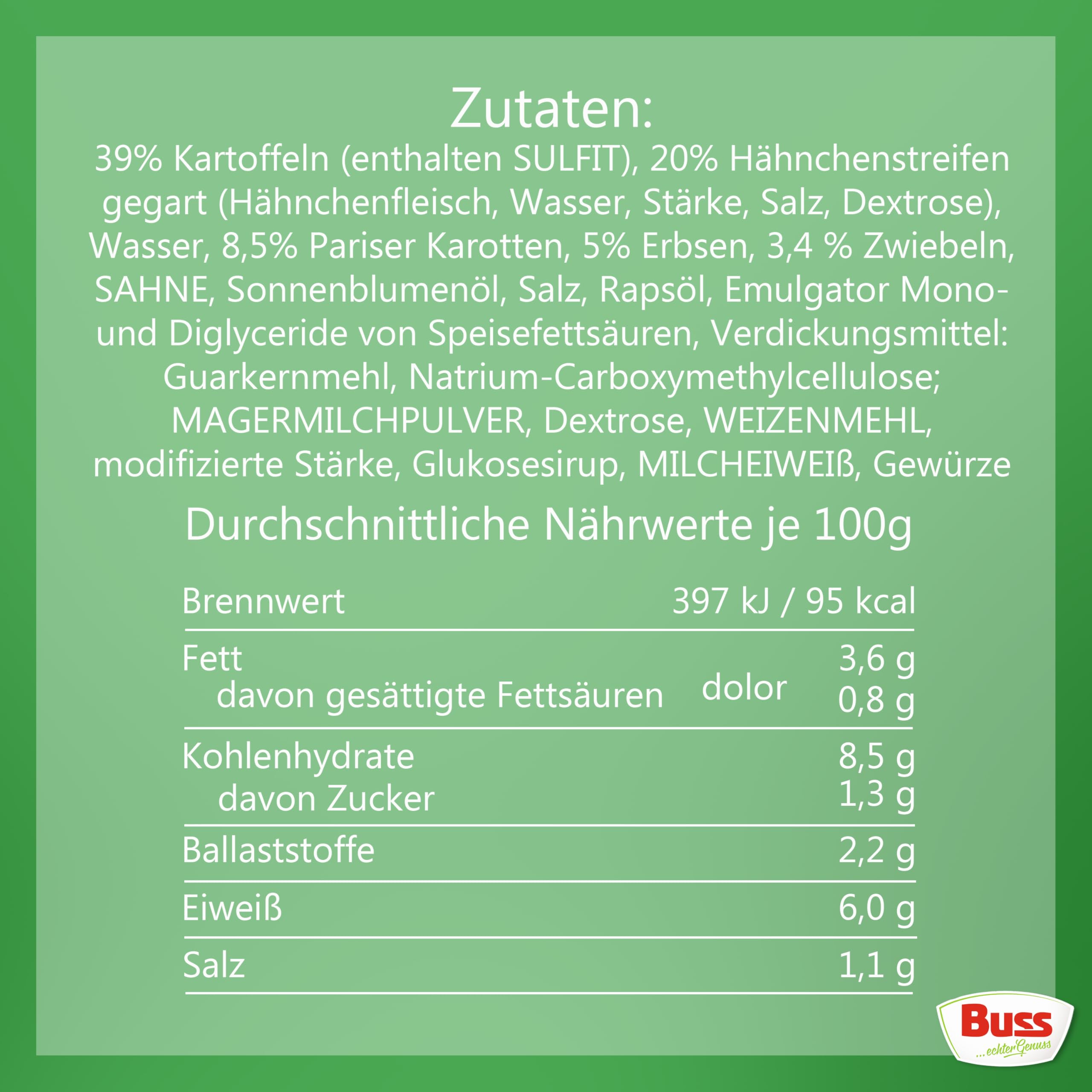 Buss Freizeitmacher Traditioneller Grünkohl Eintopf mit Kartoffeln und Mettenden - Fertiggerichte zum Aufwärmen in Mikrowelle & Topf - Schnell & Einfach Zubereitet - 12 x 300g