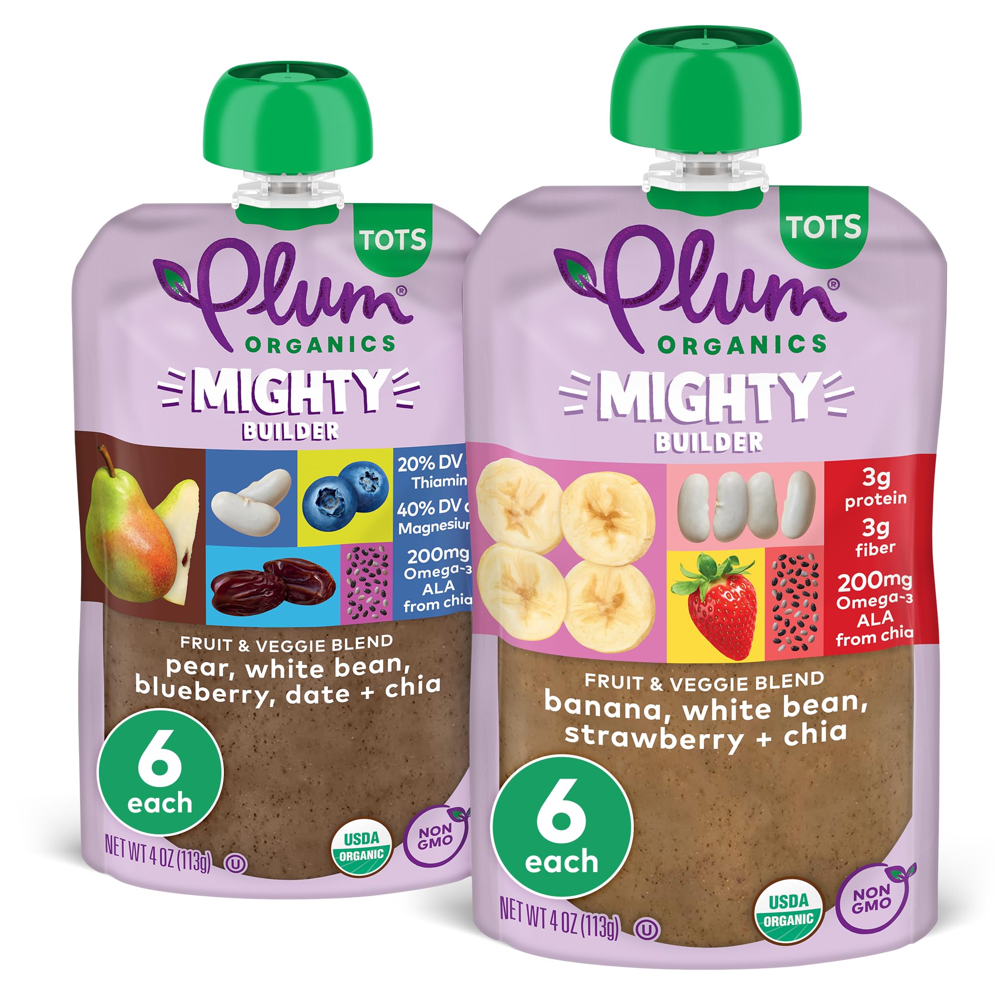 Plum Organics Variety Pack, 12+ Months – Toddler’s Flavor Expedition – Mighty Builder Organic Fruit & Veggie Pouches – 4 oz Pouch, Pack of 18 (Amazon Exclusive)