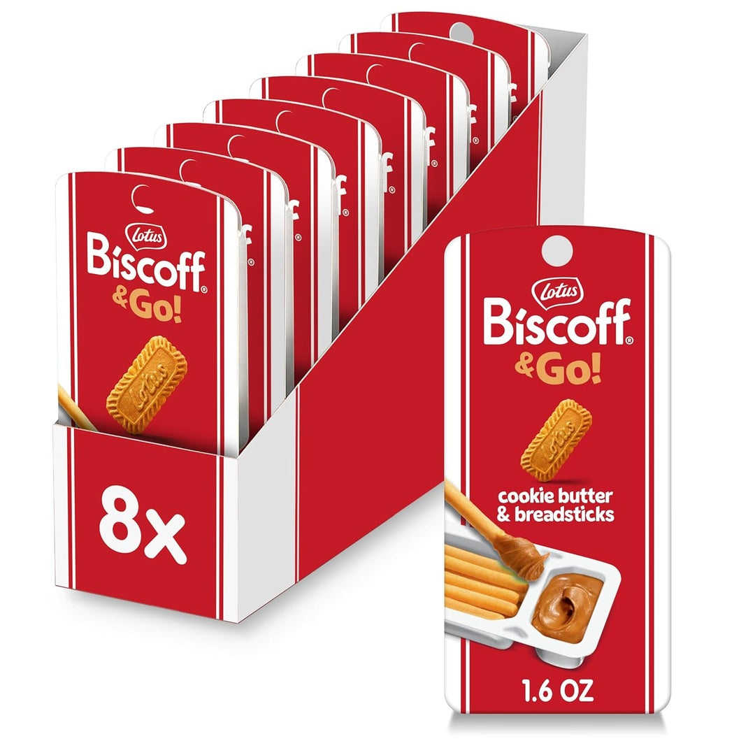 Lotus Biscoff & GO, Cookie Butter and Breadsticks Snack Pack, non-GMO + Vegan, 1.6 Oz (Pack of 8)