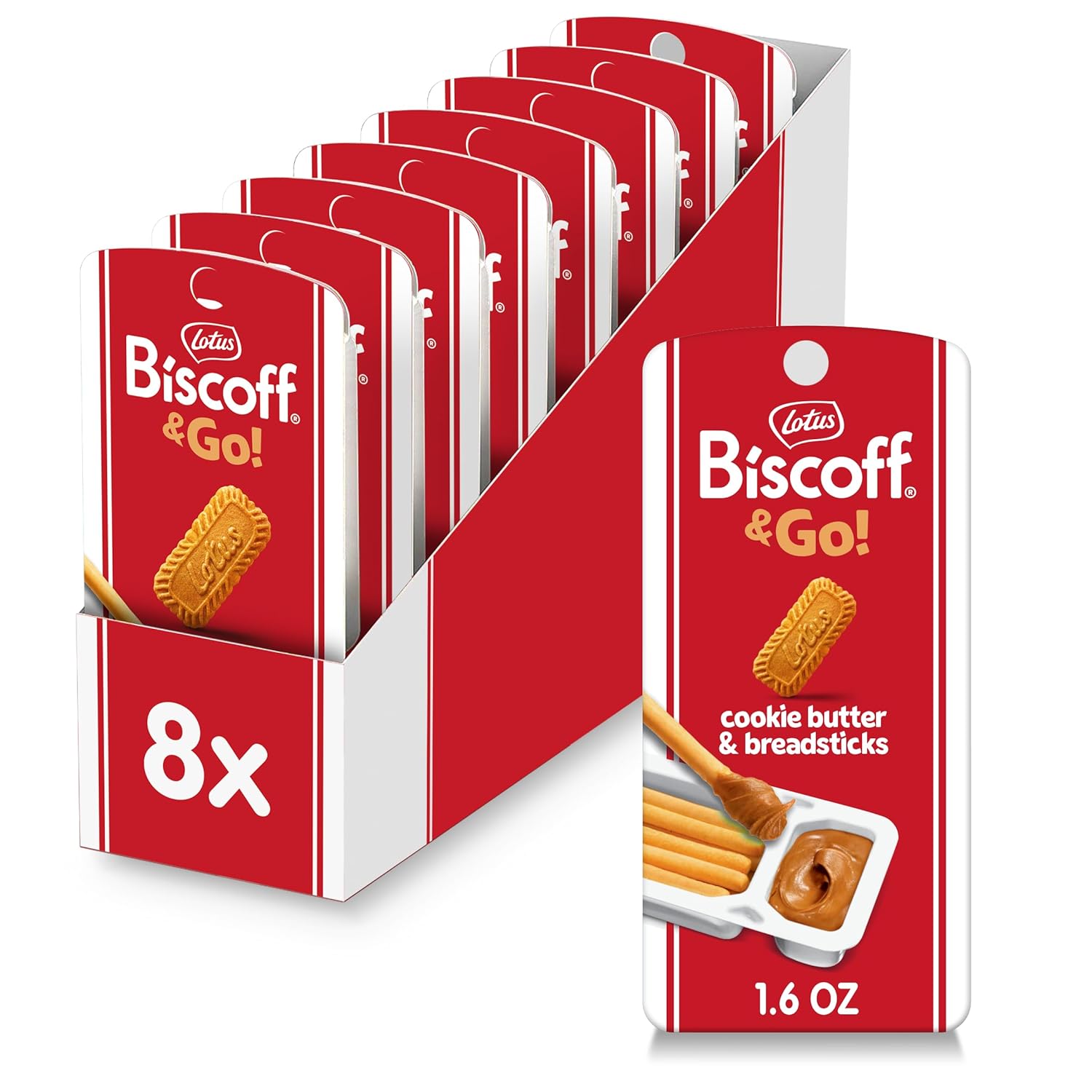 Lotus Biscoff & GO, Cookie Butter and Breadsticks Snack Pack, non-GMO + Vegan, 1.6 Oz (Pack of 8)