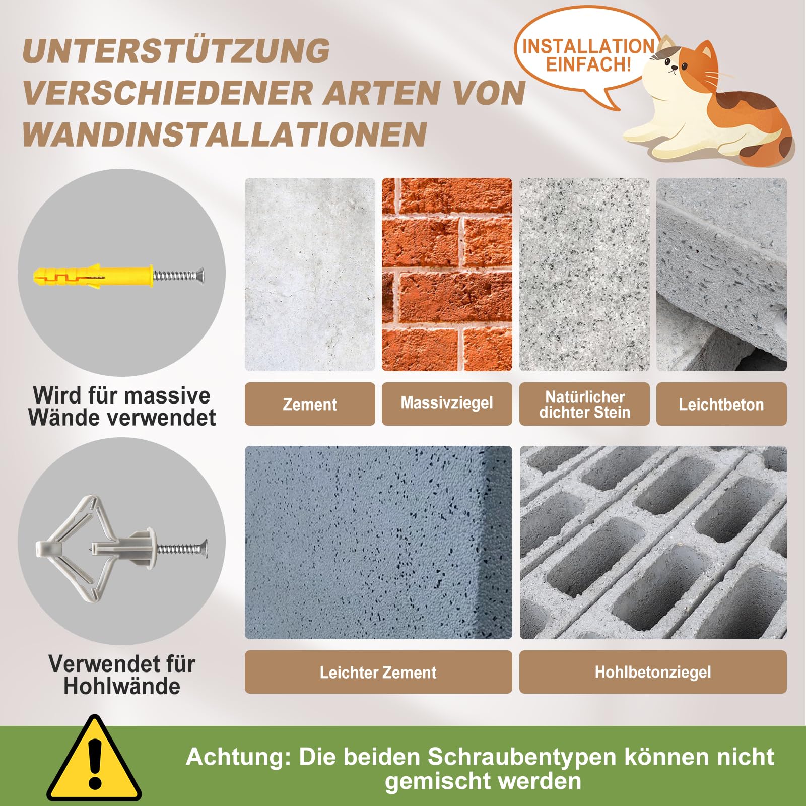 Myiosus Kletterwand Katzen, 10-teilig Katzen Kletterwand Set, Stabiles Kratzbaum Wand, Plüsch-Wandkratzbaum, Katzenmöbel mit Katzenhaus, Katzenbrücke, Kratzbaum mit Hängeball, Bequem Katzenliege