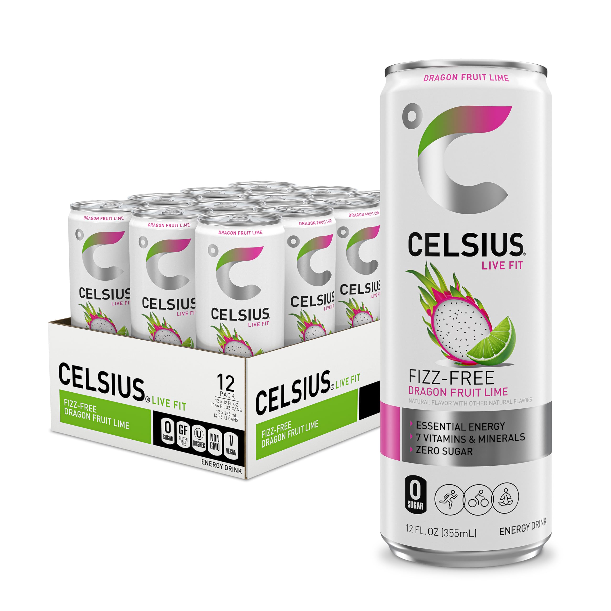CELSIUS Sparkling Kiwi Guava, Functional Essential Energy Drink 12 Fl Oz (Pack of 12)