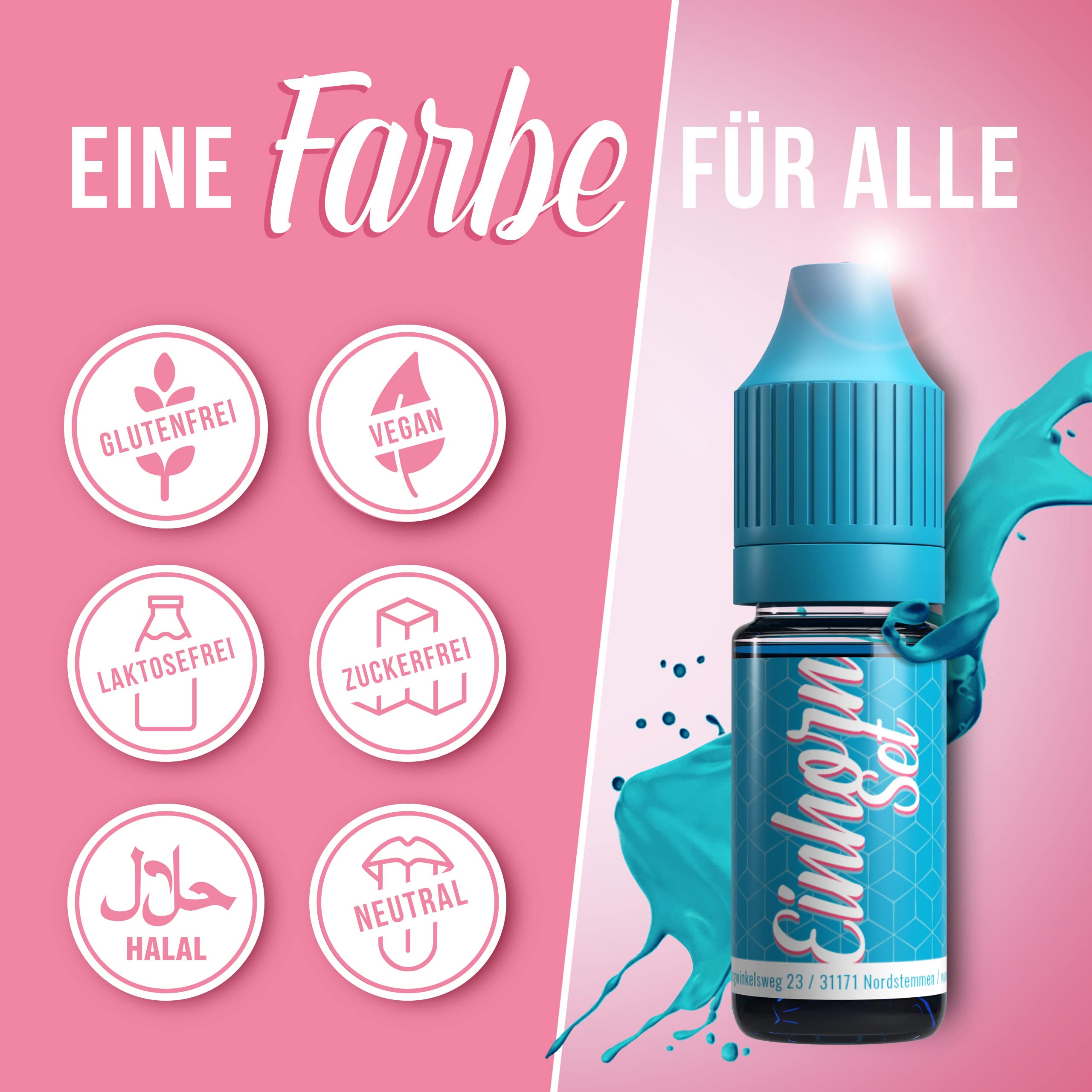Belissia Lebensmittelfarbe Set – 8x10ml flüssig & hochkonzentriert – Lebensmittelechte Speisefarbe zum Backen, Kochen, Fondant & DIY - vegan, stark färbend, geschmacksneutral