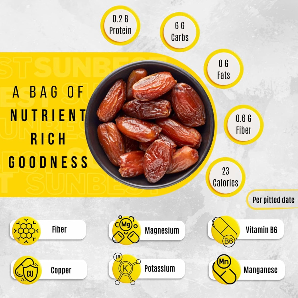 Sunbest Natural Deglet Noor Dates, 5 lbs – Pitted & Whole – Bulk Dried Fruit Snack For Kids & Adults – Naturally Sweet For Baking & Cooking – Sun-Dried, Fiber Rich, Kosher & No Sugar Added (80 oz)