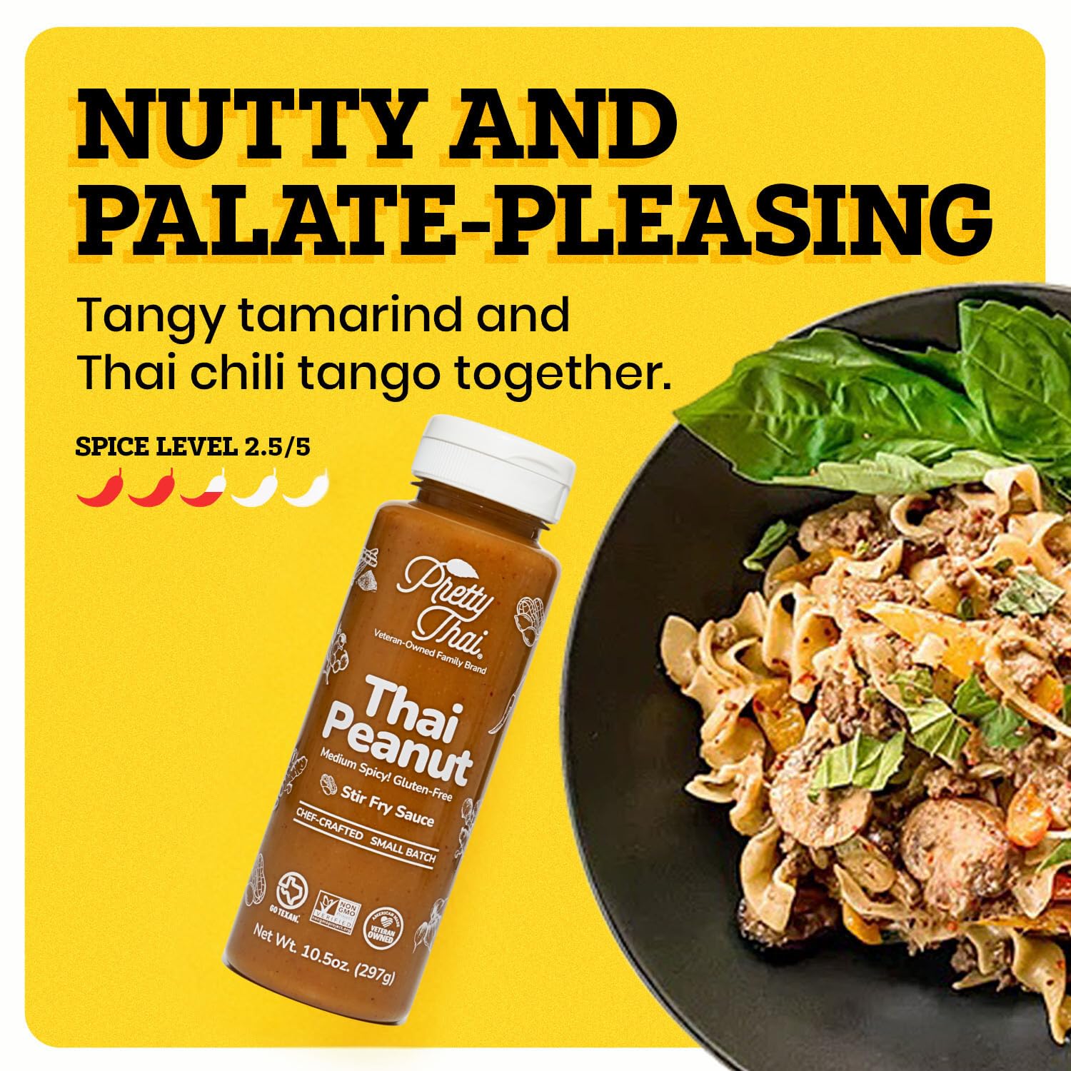 Pretty Thai Peanut Sauce, Gluten Free Certified Non-GMO Vegan Authentic Stir Fry, Dressing, Rice Seasoning, Condiment & Dipping Sauce, 100% Natural