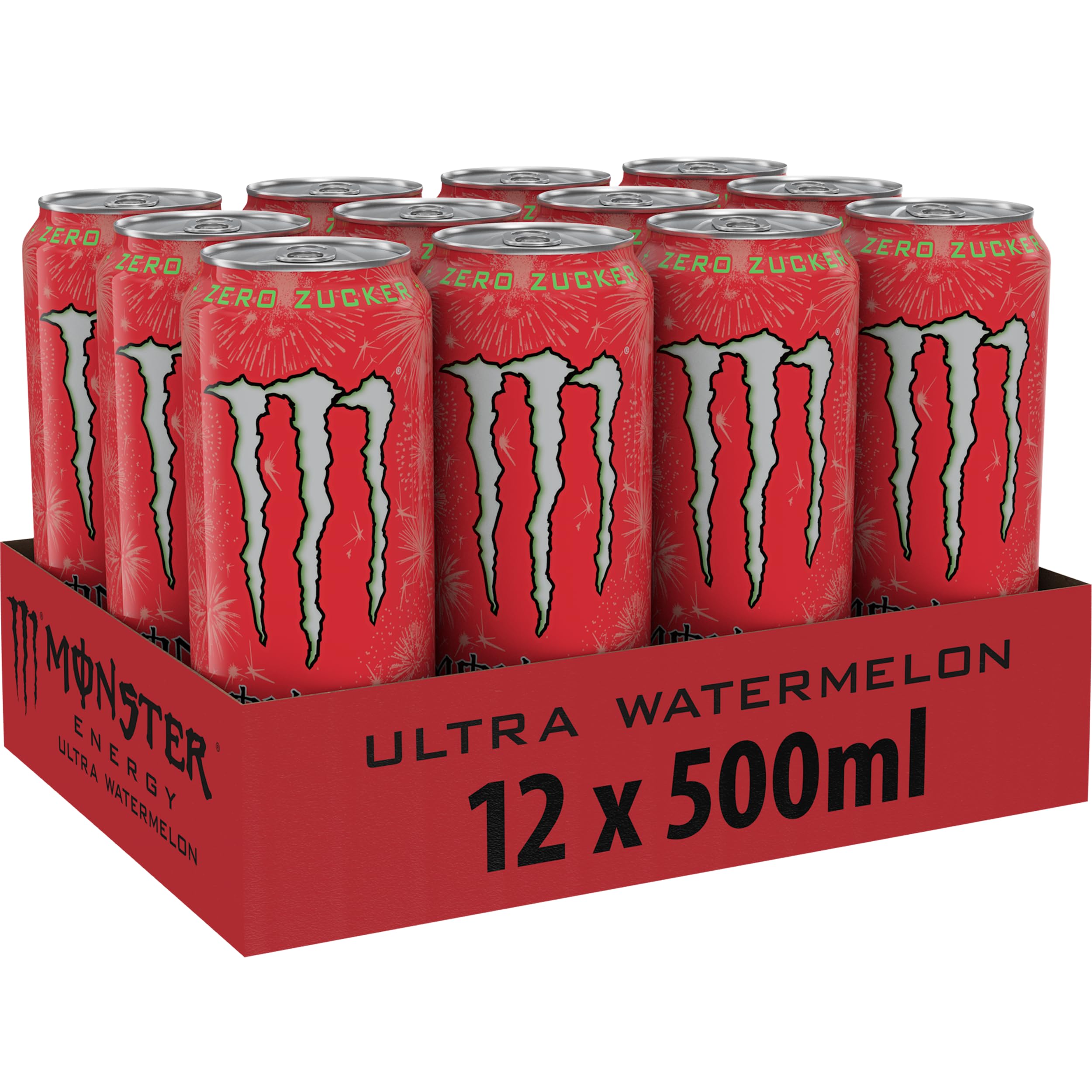 Monster Energy Ultra Fiesta - koffeinhaltiger Energy Drink mit leichtem Mango-Geschmack - ohne Zucker und ohne Kalorien - in praktischen Einweg Dosen (12 x 500 ml)
