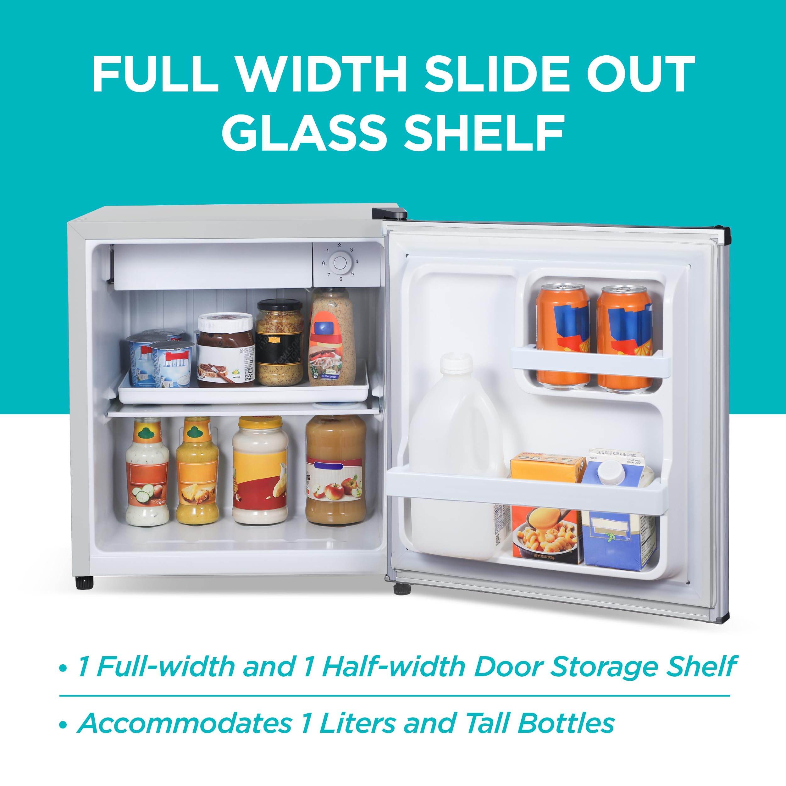 BLACK+DECKER 1.7 Cu. Ft. Compact Refrigerator, ENERGY STAR Certified, Single Door Mini Fridge with Chiller Compartment, Personal Fridge for Home or Dorm Room, R600a Refrigerant, BCRK17W, White