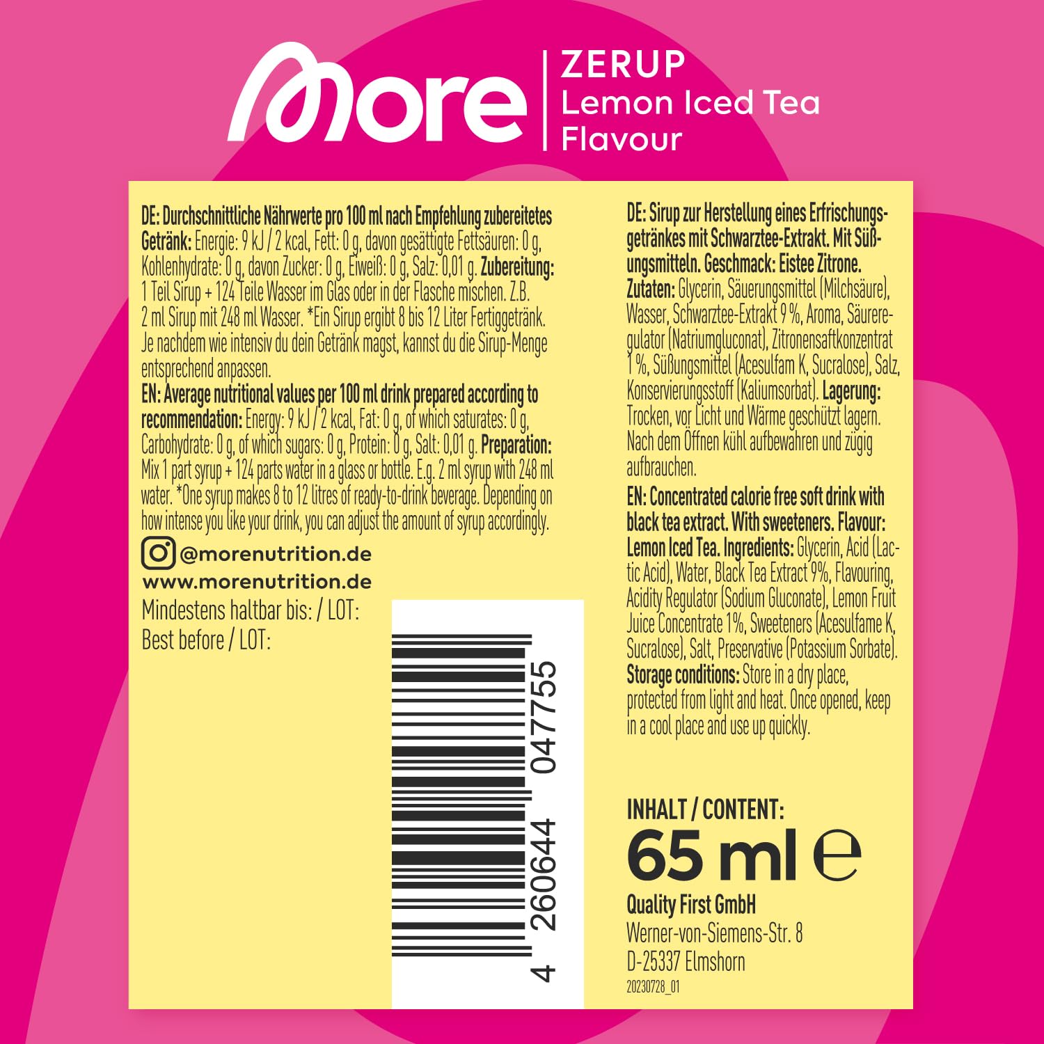 MORE Zerup, mixed 6er Bundle, 6 x 65 ml, verschiedene Sorten, für bis zu 48 l Fertiggetränk, zuckerfreier Sirup mit u.a. echten Fruchtextrakten, vegan, zero Kalorien - made in Germany