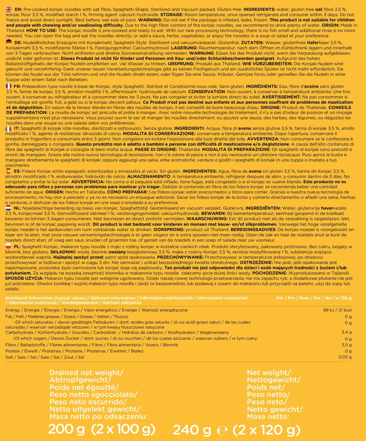 Premium Konjak Nudeln aus Thailand Vegan Glutenfrei-240gx 6er Box(12 pack), Elf-Family Shirataki Nudeln Instant Nudeln Pasta/Keto/Low Carb/Kalorienarme/Zuckerfrei -Spaghetti & Fettuccine