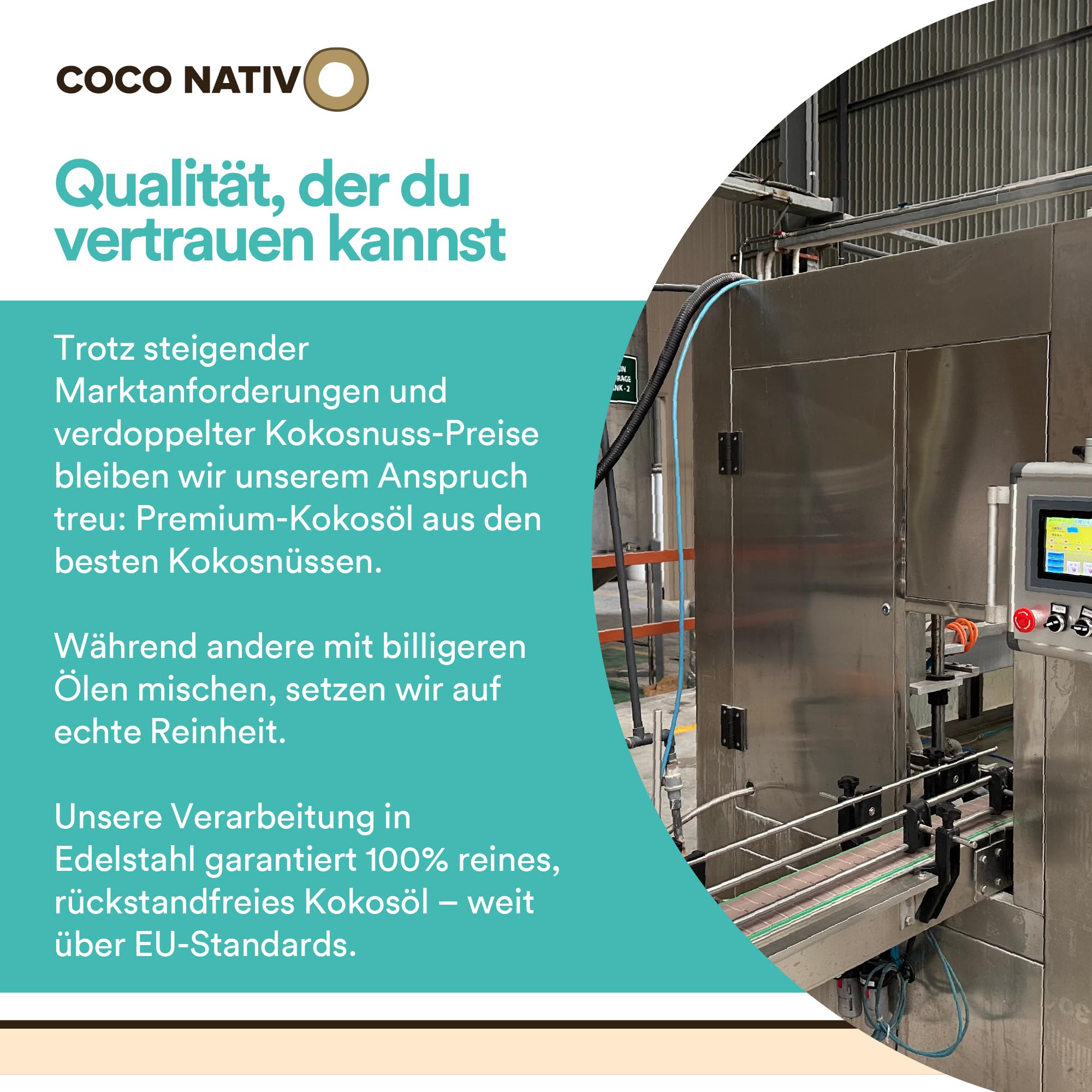 Bio Kokosöl CocoNativo - 1000mL (1L) - Bio Kokosfett, Kokosnussöl, Premium, Nativ, Kaltgepresst, Rohkostqualität, Rein (1000ml) - zum Kochen, Braten und Backen, für Haare und Haut