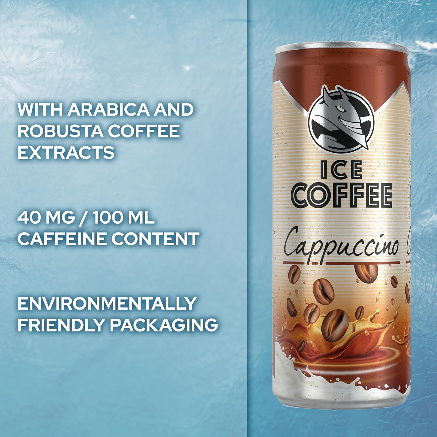 HELL Ice Coffee Cappuccino | 24 x 250 ml Dosen Multipack | 40 mg/100 ml Koffein | enthält Arabica & Robusta Kaffeeextrakte | 75% UHT-Milch | trinkfertig