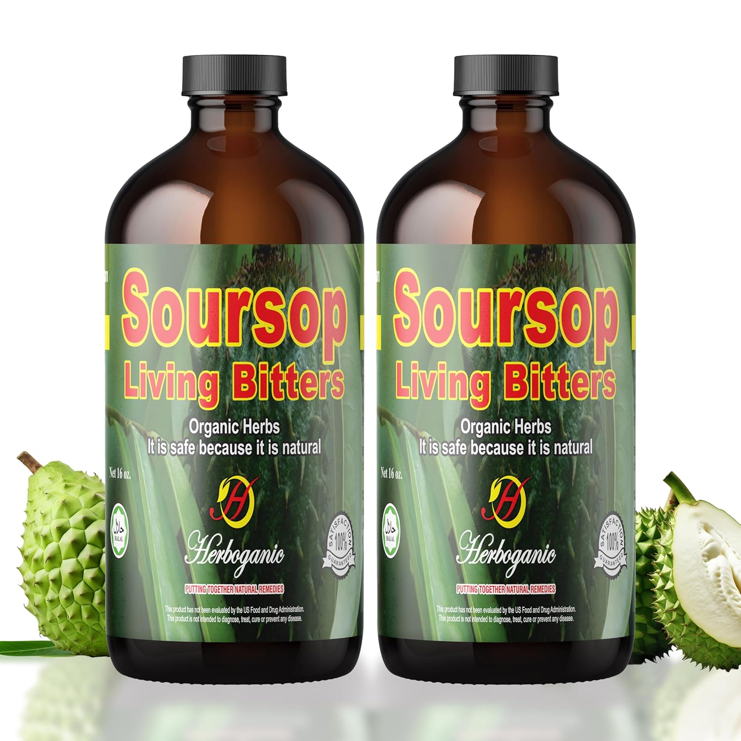 Herboganic Soursop Bitters Liquid | Natural Living Bitters for overall wellness 16 OZ | Soursop Bitters