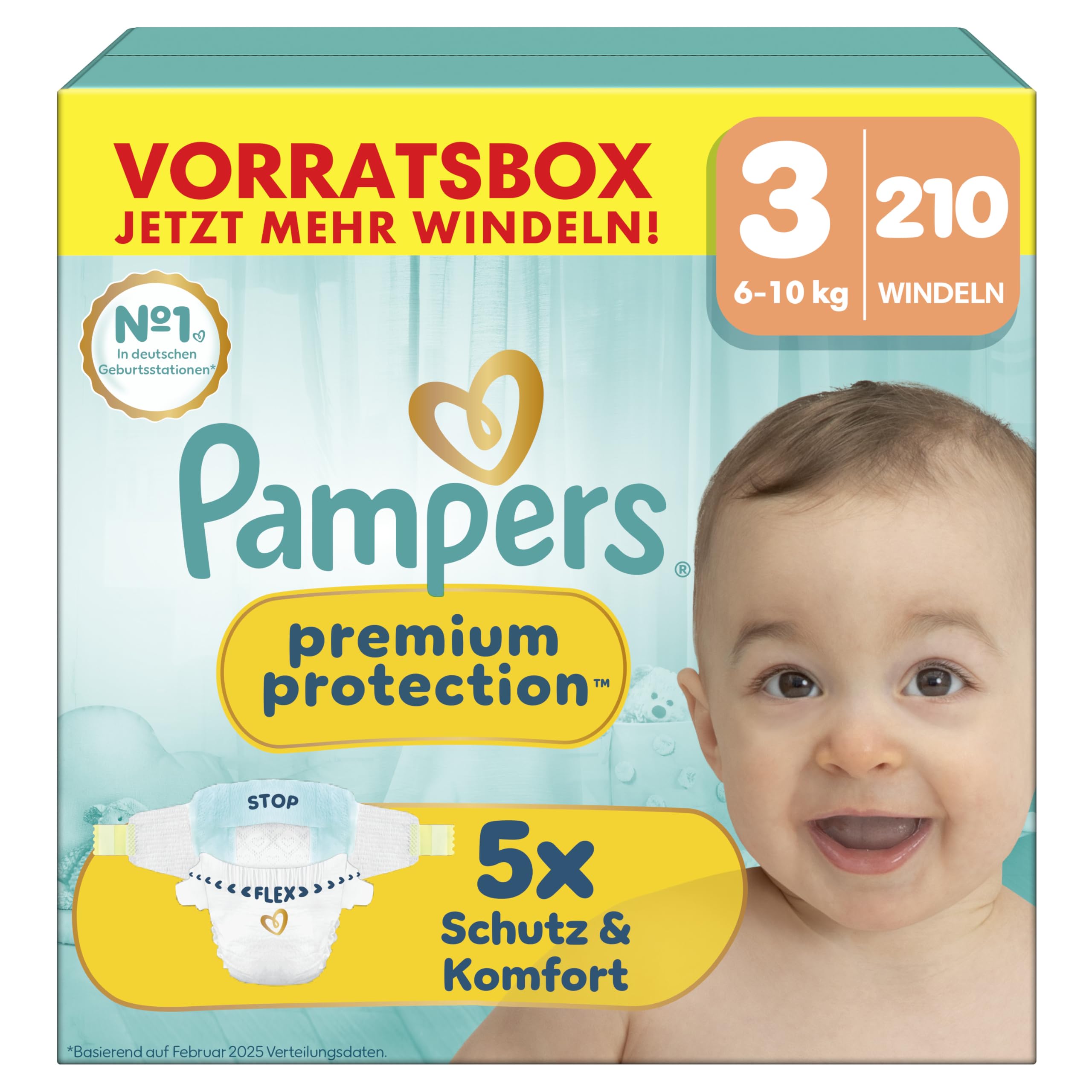 Pampers Premium Protection Größe 4, 186 Windeln, 9kg-14kg, unser Nr. 1 Haut- und Auslaufschutz
