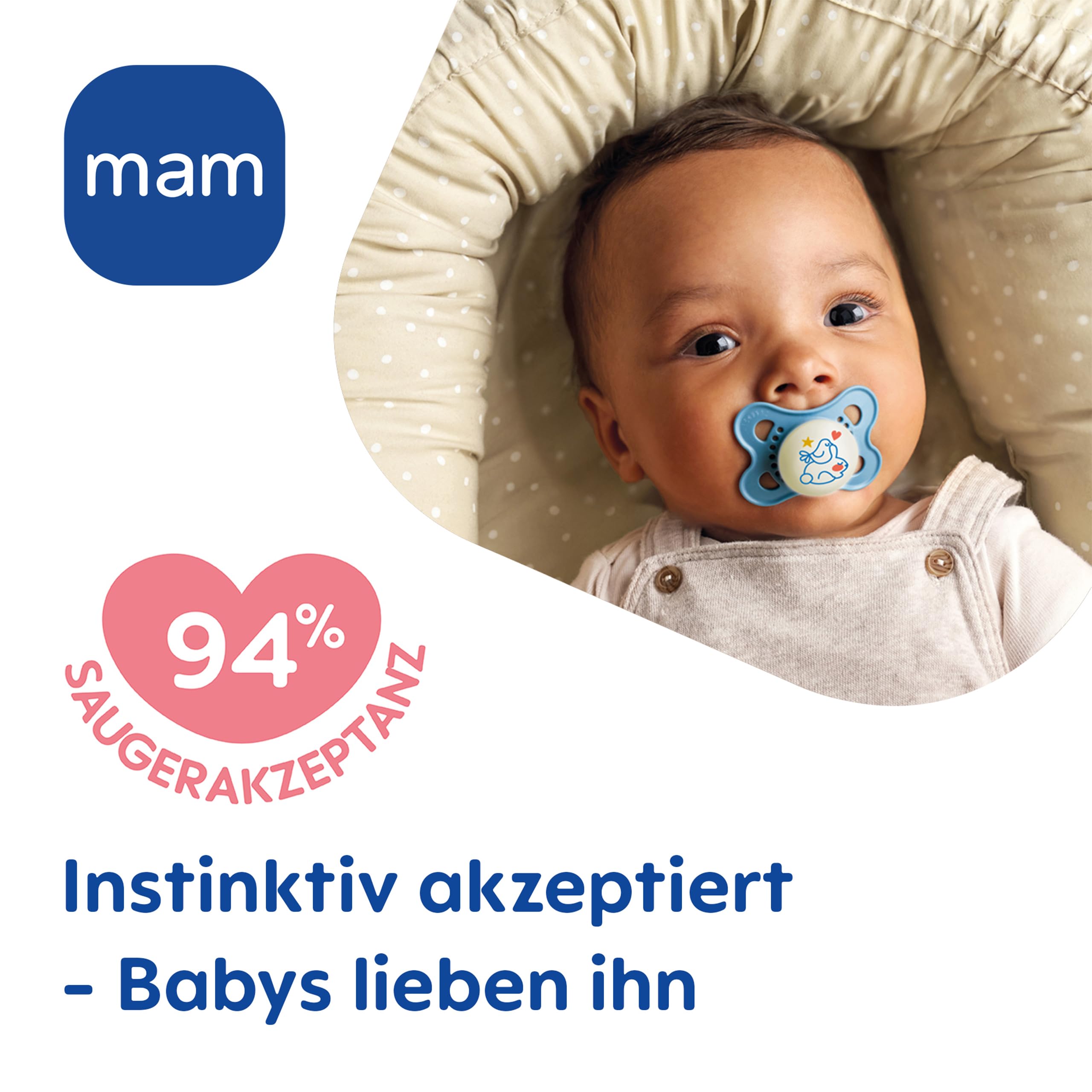 MAM Original Day & Night Matt Schnuller | 0-6 Monate | Schnuller für Neugeborene | 94% Akzeptanz | Babyschnuller beugt Zahnfehlstellungen vor | SkinSoft Silikon | Schaf/Hase | 4 Stück