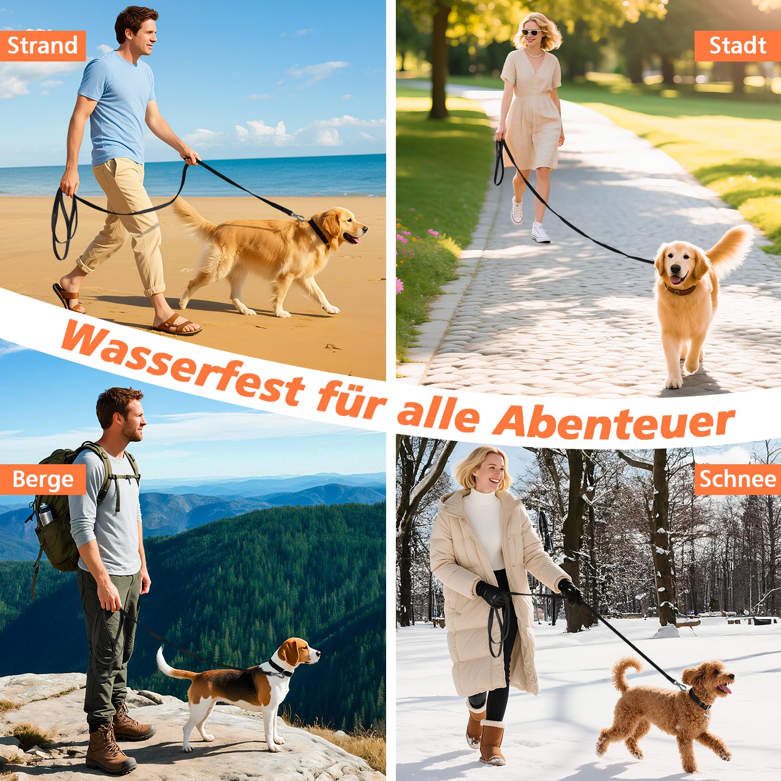 X XBEN Wasserdicht Schleppleine für Hunde,3M 5M 10M 15M 20M 30M Gummierte Schleppleine mit Abschließbarer Karabine,Wasserfest Hundeleine Laufleine für Große bis Kleine Hunde,Robuste Trainingsleine