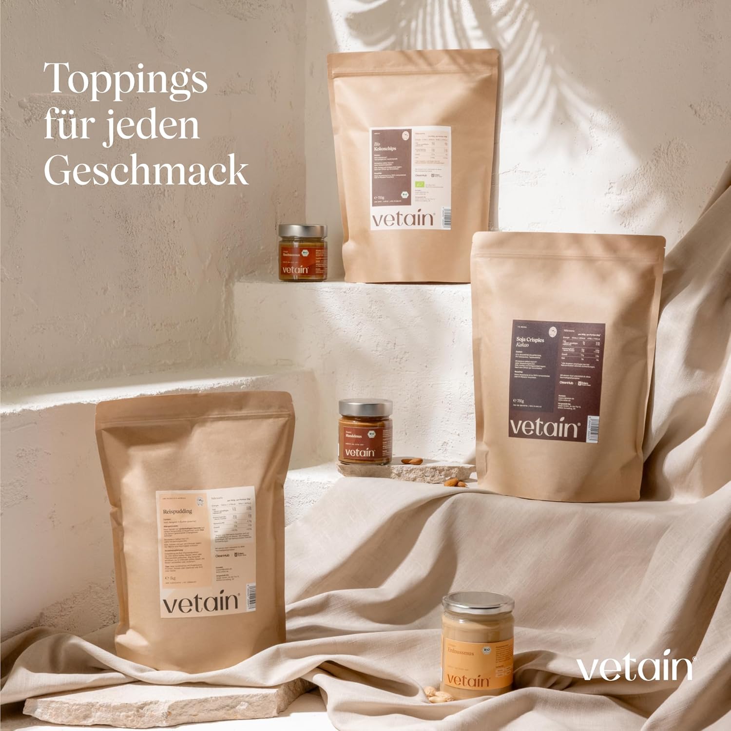 VETAIN Soja Crispies Kakao - 750g - 77% Proteingehalt - Vegan - Ohne Zucker & laktosefrei - Sojaprotein ideal als Topping oder proteinreiche Snackalternative - produziert in Deutschland