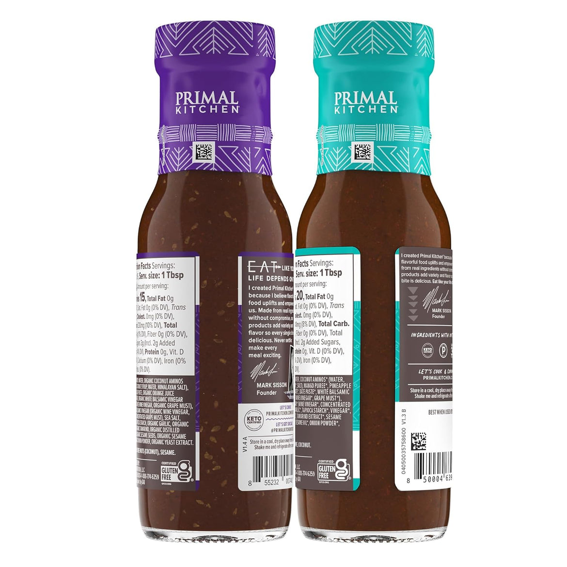 Primal Kitchen No Soy Teriyaki Sauce Variety 2-Pack, Made with Real Ingredients, Includes 1 Island Teriyaki & 1 Original Teriyaki