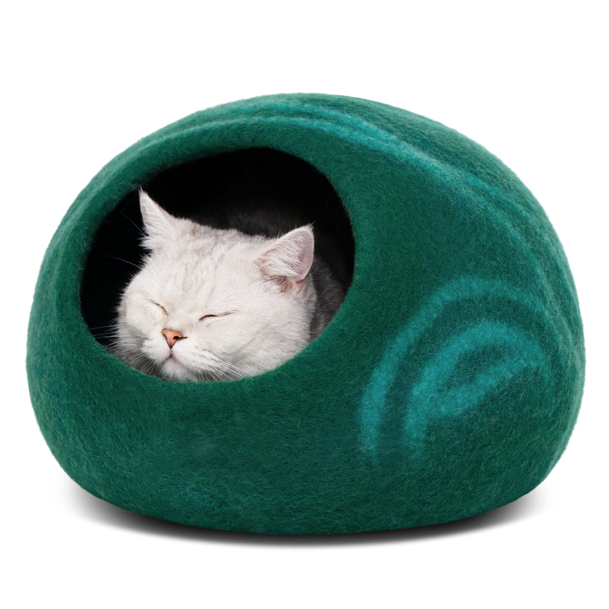 MEOWFIA Katzenbett aus Merinowolle – Handgefilztes, Umweltfreundliches Katzenbett für Katzen & Kätzchen – Weiches Schlafbett, Warm im Winter & Kühl im Sommer, Stilvolles Design
