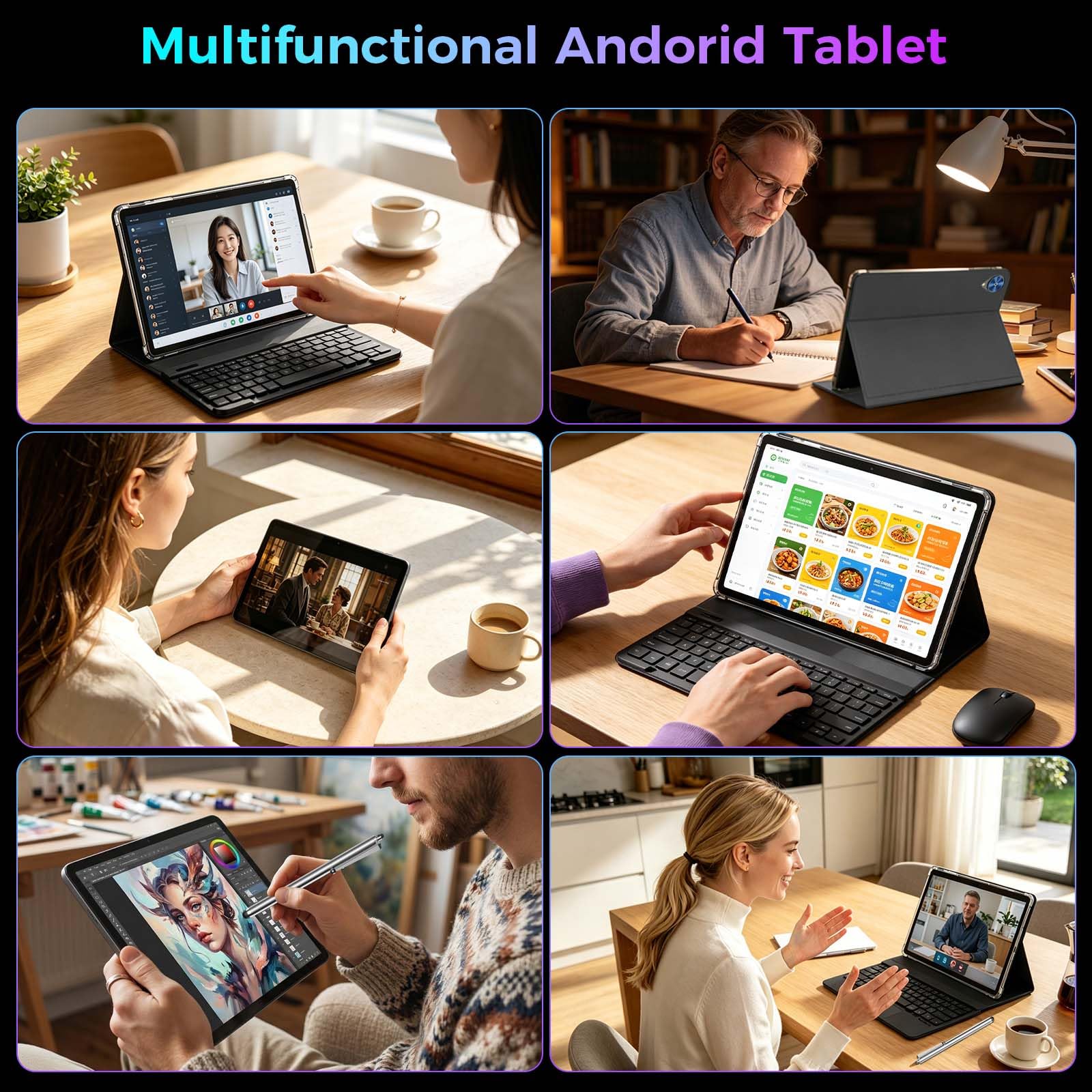2026 Gemini AI Android 16 Tablet, 10 inch Tablet with Keyboard, 26GB+256GB (2TB Expand), 2-in-1 Tablets with 8-Core, 5G WiFi, 8000mAh, GMS, GPS, Electronic Tablets PC with Mouse, Case, Stylus (Black)