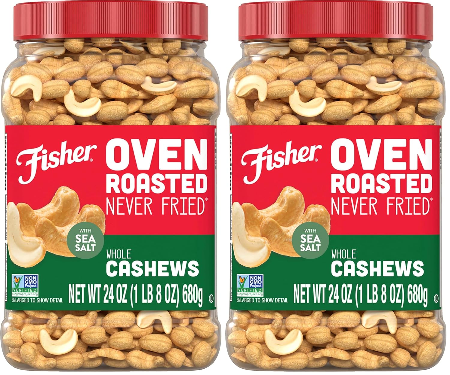 Fisher Oven Roasted Never Fried Deluxe Mixed Nuts, 24 Ounces (Pack of 1), Almonds, Cashews, Pecans, Pistachios, Healthy Snacks for Adults, Made With Sea Salt, No Added Oil, Trail Mix, Gluten Free