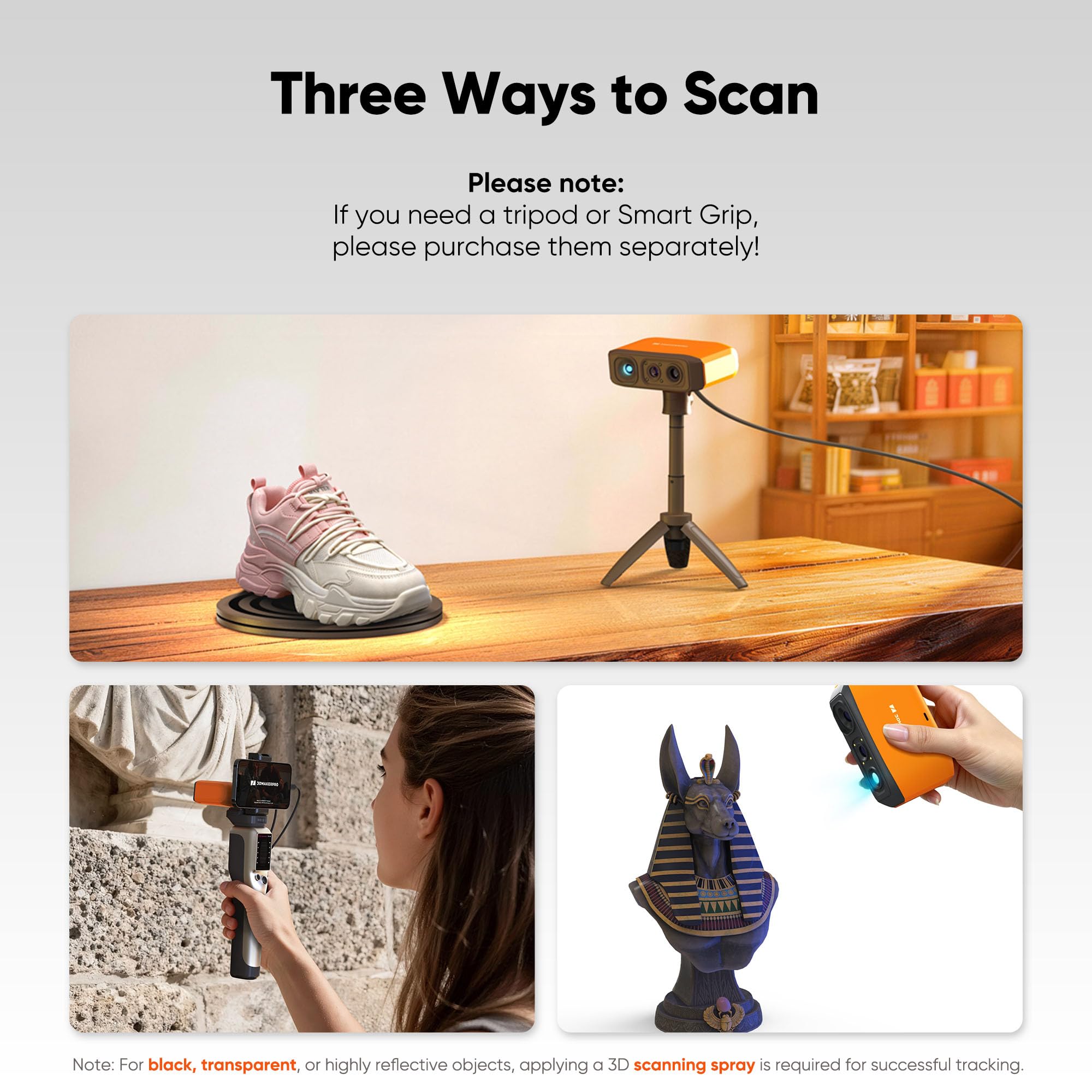 3DMakerpro Fox 3D Scanner, 0.07mm Accuracy 3D Scanner for 3D Printing, Entry-Level Easy Scanning for Small to Large Objects