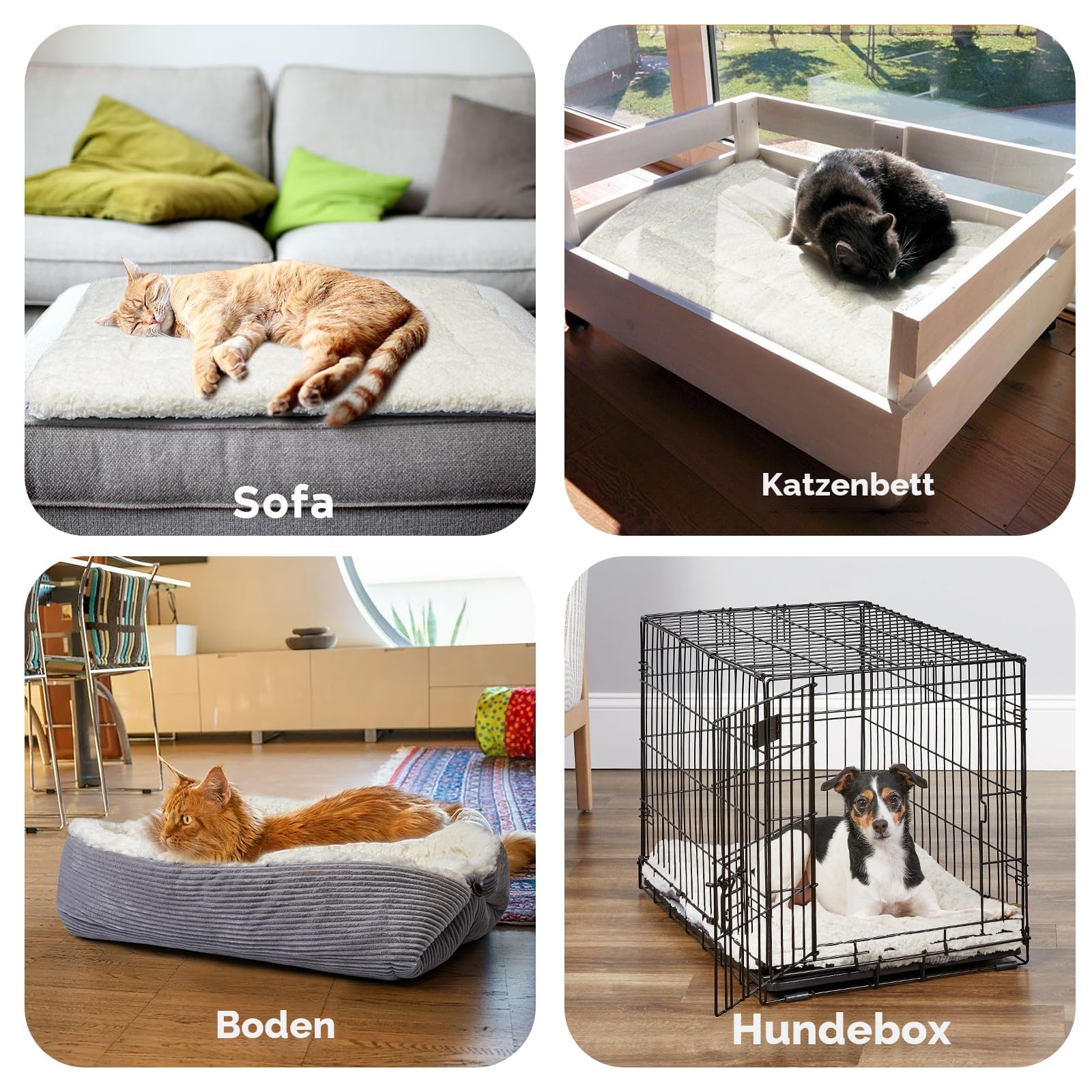 Weiches Katzenbett Waschbar 42x38 cm Plüsch Haustierbett für Kleine Hunde und Katzen - 2 in 1 Katzenkissen Katzendecke Katzensofa Nest Bett, Entfaltete Größe 61x51 cm
