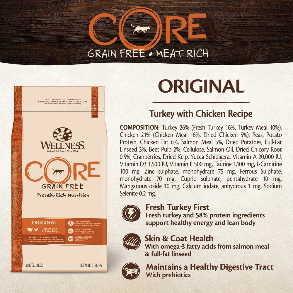 Wellness CORE Sterilised Ocean 4 kg, Lachs – Katzenfutter Trocken für sterilisierte Katzen, getreidefrei, natürlich, hypoallergen, proteinreich, unterstützt gesunde Haut und glänzendes Fell