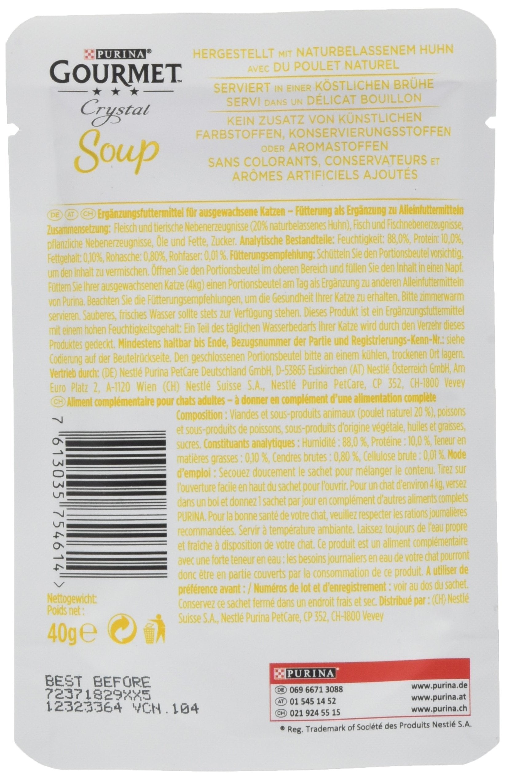 Gourmet Crystal Soup für Katzen mit naturbelassenem Thunfisch und Garnelen, 32er Pack (32 x 40g)