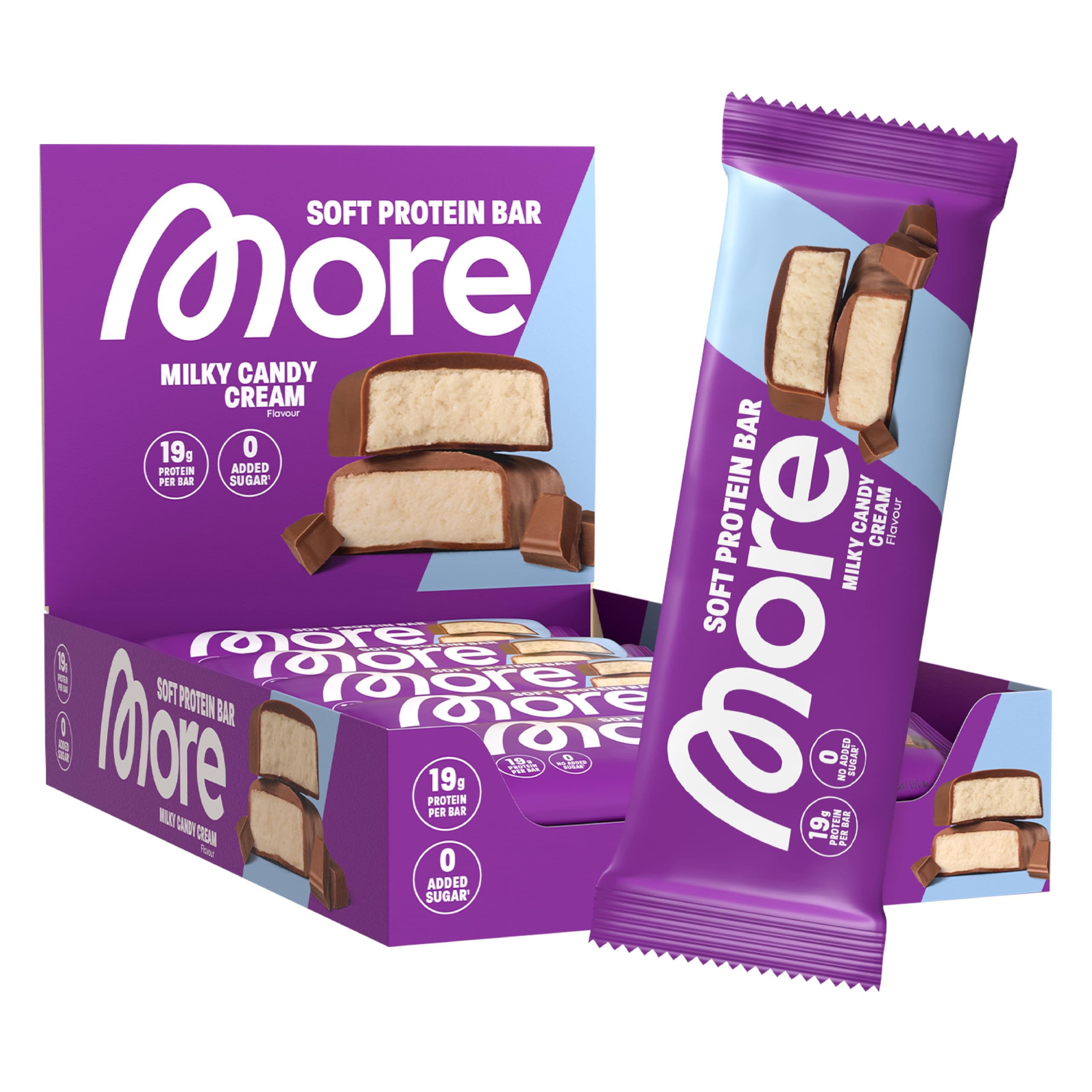 MORE Protein Bar, 10er Box, White Chocolate Peanut Caramel, Protein Riegel ohne Zuckerzusatz (Design kann variieren)