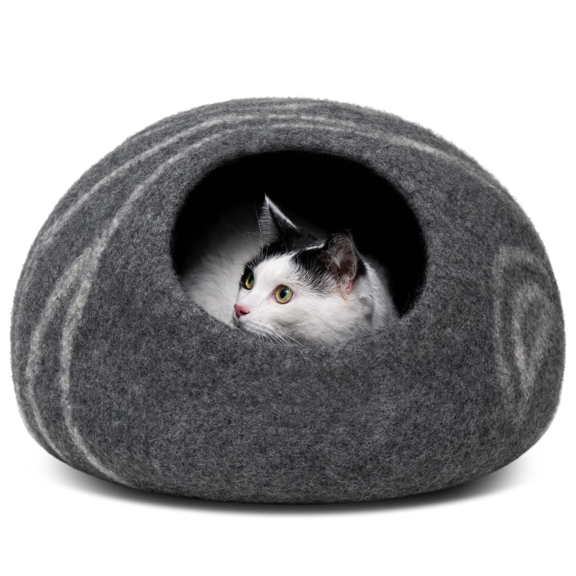 MEOWFIA Katzenbett aus Merinowolle – Handgefilztes, Umweltfreundliches Katzenbett für Katzen & Kätzchen – Weiches Schlafbett, Warm im Winter & Kühl im Sommer, Stilvolles Design