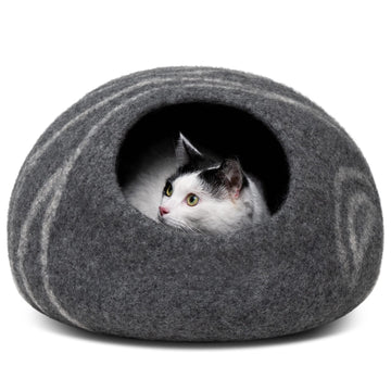 MEOWFIA Katzenbett aus Merinowolle – Handgefilztes, Umweltfreundliches Katzenbett für Katzen & Kätzchen – Weiches Schlafbett, Warm im Winter & Kühl im Sommer, Stilvolles Design