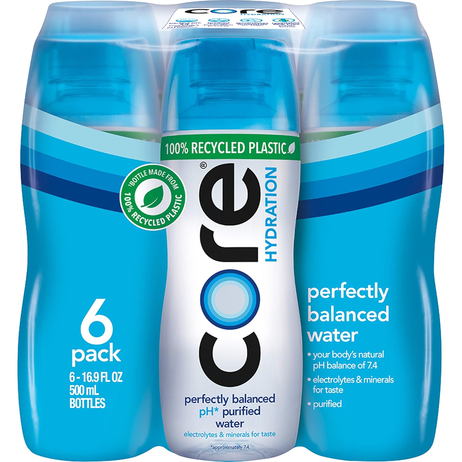 Core Hydration Perfectly Balanced Water, 0.5 L bottles, 24 Count (4 Packs of 6)