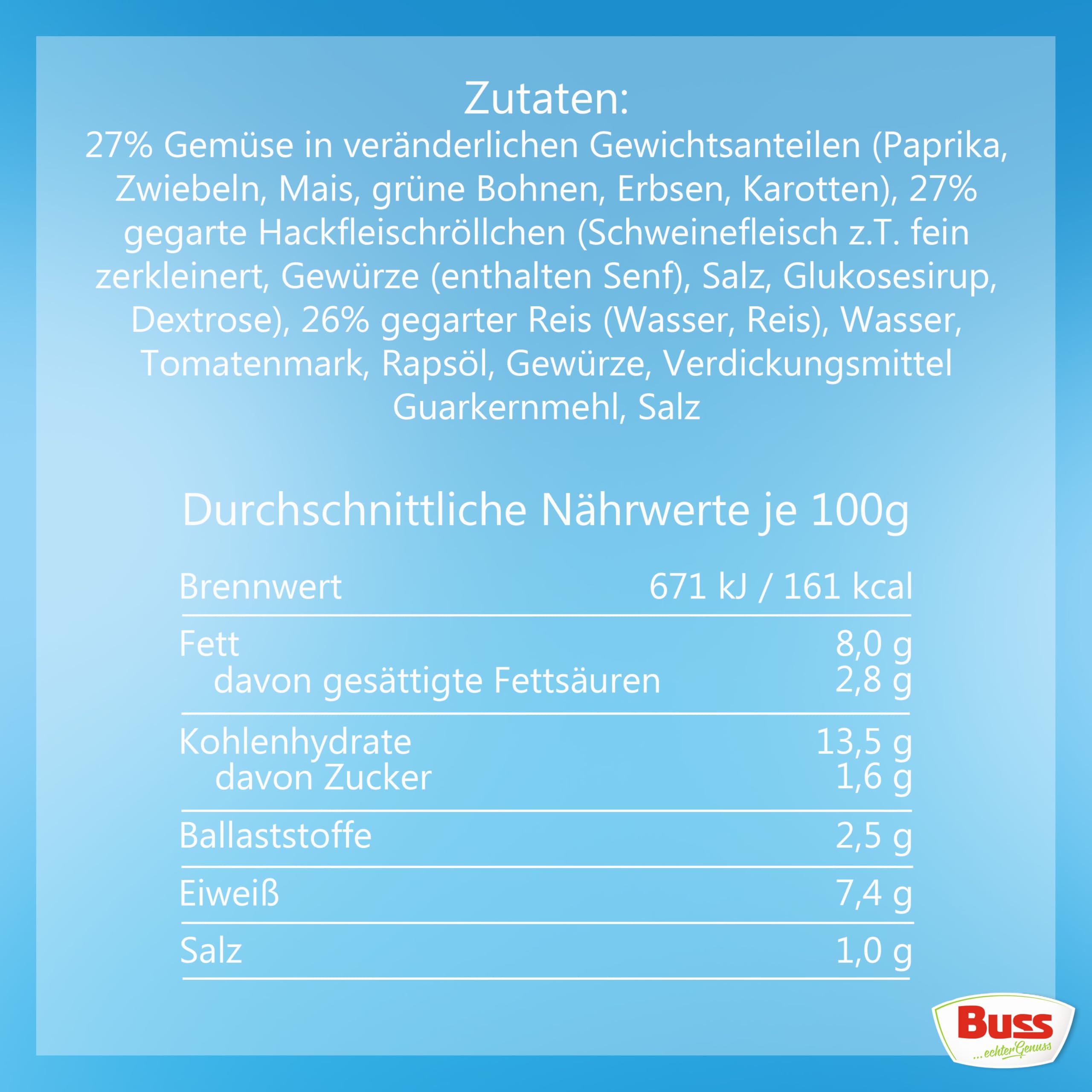 Buss Freizeitmacher Traditioneller Grünkohl Eintopf mit Kartoffeln und Mettenden - Fertiggerichte zum Aufwärmen in Mikrowelle & Topf - Schnell & Einfach Zubereitet - 12 x 300g