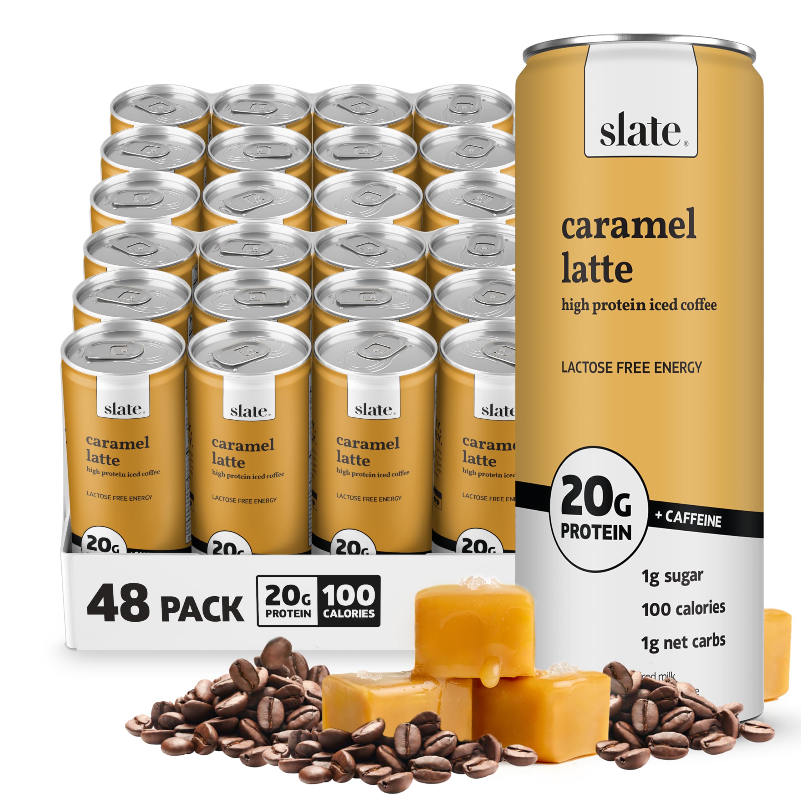 Slate Milk - High Protein Milkshake - French Vanilla - Lactose-Free, 20g Protein, 1g Sugar, 100 Calories, 1g Net Carbs, No Added Sugar - Natural, Breakfast Boost, Post Workout - 11 fl oz, 12 Cans