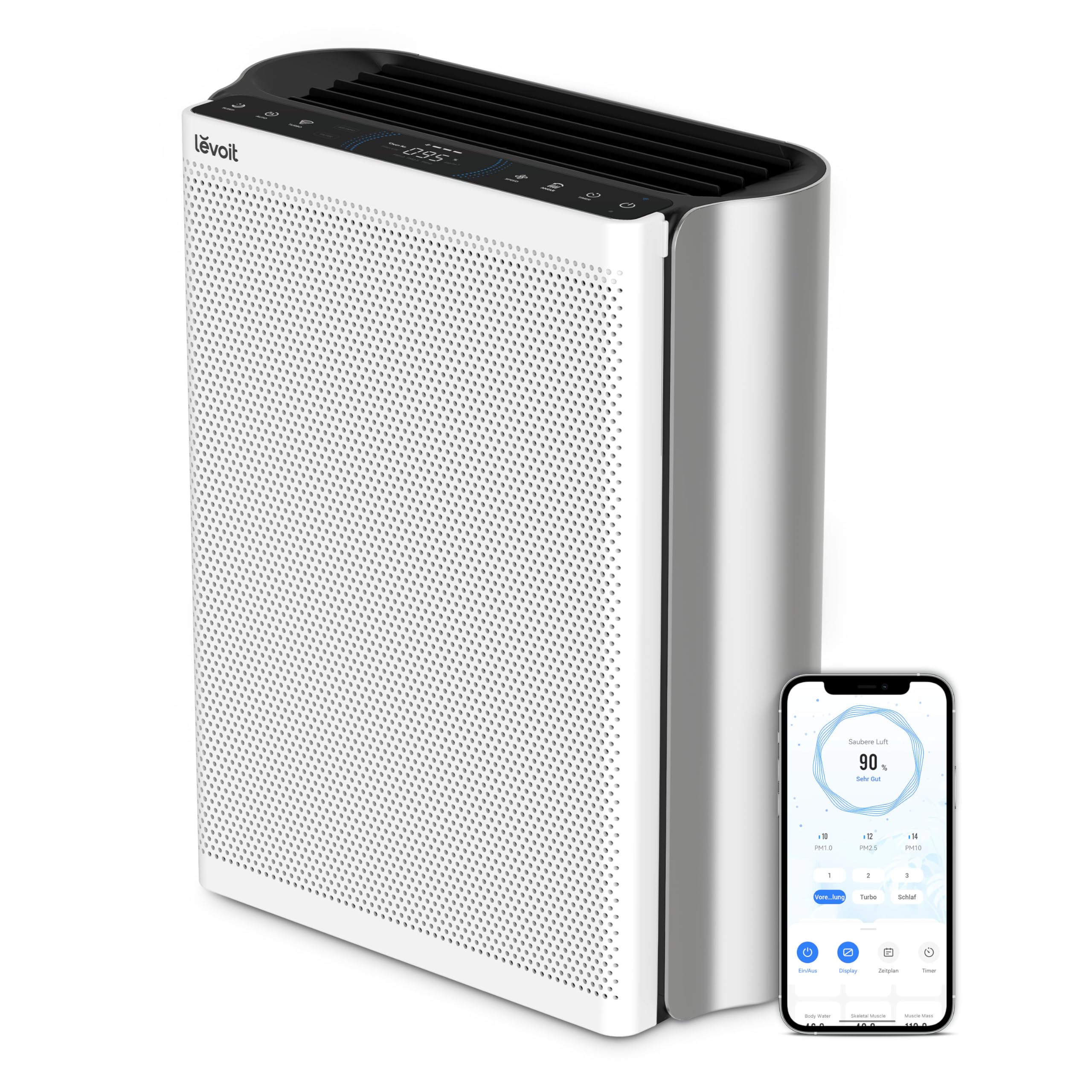 Levoit Luftreiniger mit HEPA Luftfilter gegen 99,97 Prozent Schimmel Staub Pollen Tierhaare, Luftqualitäts-Feedback und Auto-Modus, CADR 240m³/h für Raucherzimmer, bis zu 50m², Weiß