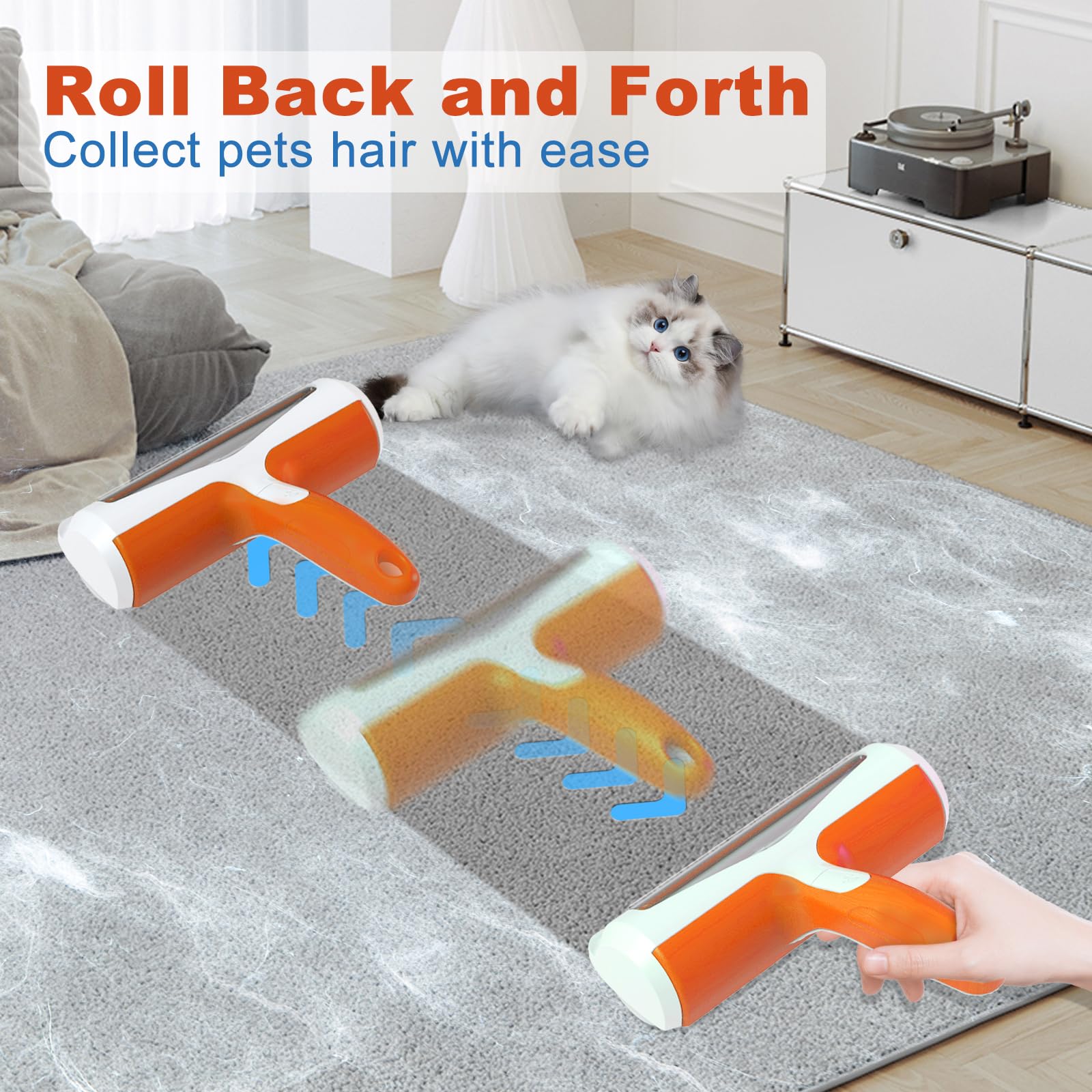 ACE2ACE Tierhaarentferner Fusselrolle, Fusselrolle für Hundehaare und Katzenhaare Wiederverwendbar, Fusselbürste für Tierhaar, für Sofa, Bett, Teppich, Kratzbaum, weiß
