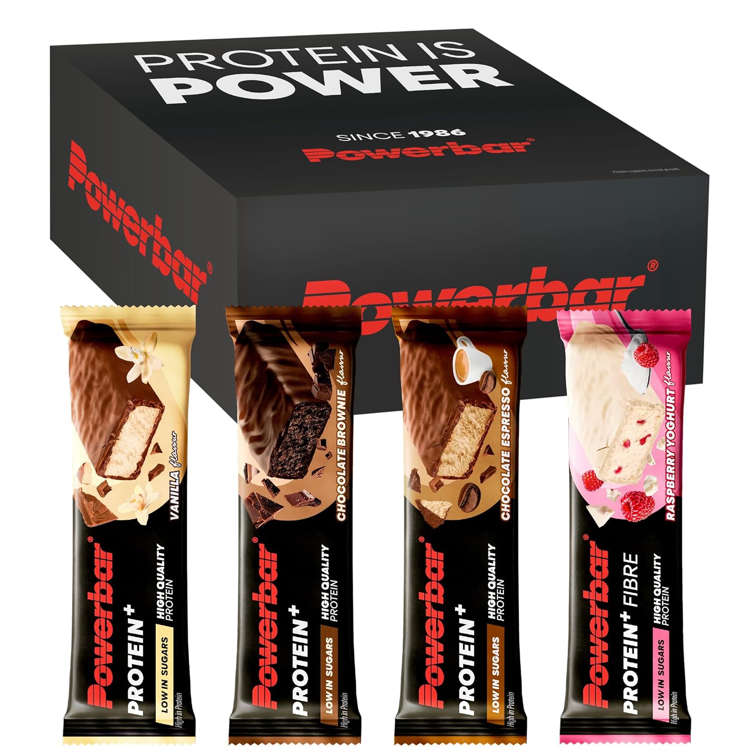 Powerbar - Protein Plus - Low Sugar - Chocolate-Brownie - 30x35g - Riegel mit nur 107 Kcal - Fitnessriegel mit Ballaststoffen