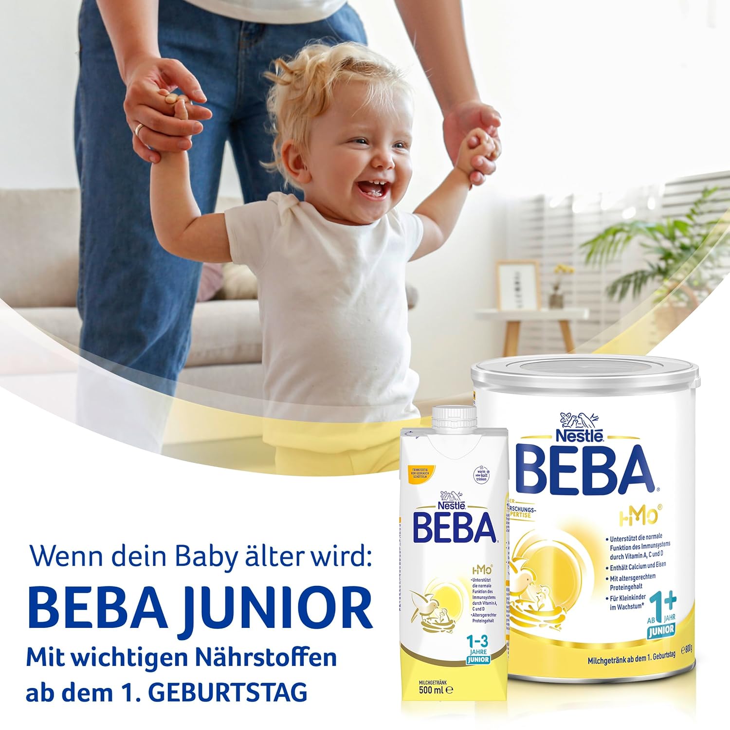 BEBA 3 - Folgemilch ab dem 10. Monat, Mit 5 HMO Komplex, Altersgerecht angepasster Proteingehalt, Nur Laktose, Ohne Palmöl, Ohne Fischöl, Babynahrung, Baby-Milchpulver, 3er Pack (3 x 800g)