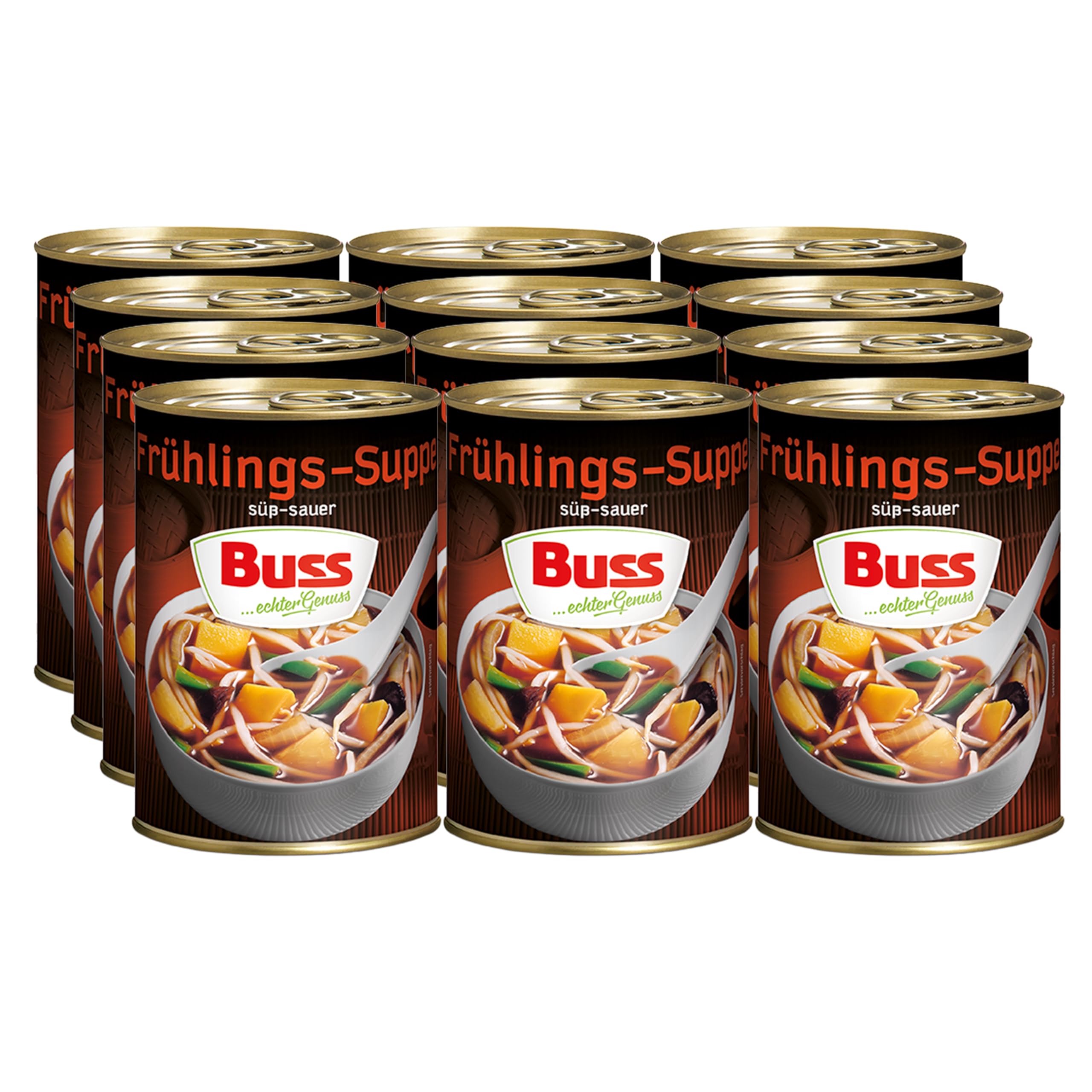 Buss Asia Suppen - Bihunsuppe Original nach indonesischer Art - Milde Asia Suppe mit Paprika, Hühnerfleisch und Glasnudeln - Schnelle Fertiggerichte zum Aufwärmen in Mikrowelle & Topf - 12 x 400g