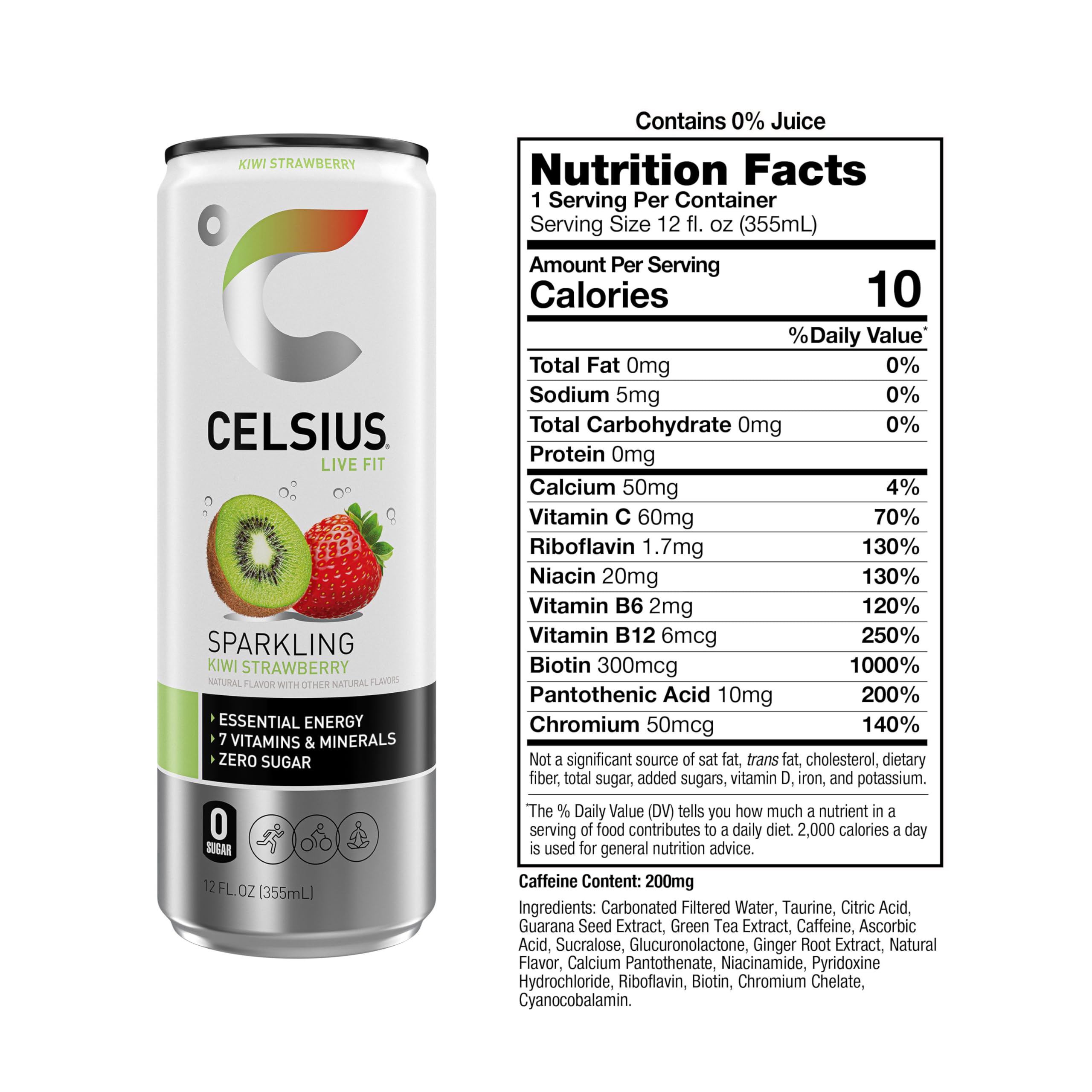 CELSIUS Sparkling Kiwi Guava, Functional Essential Energy Drink 12 Fl Oz (Pack of 12)