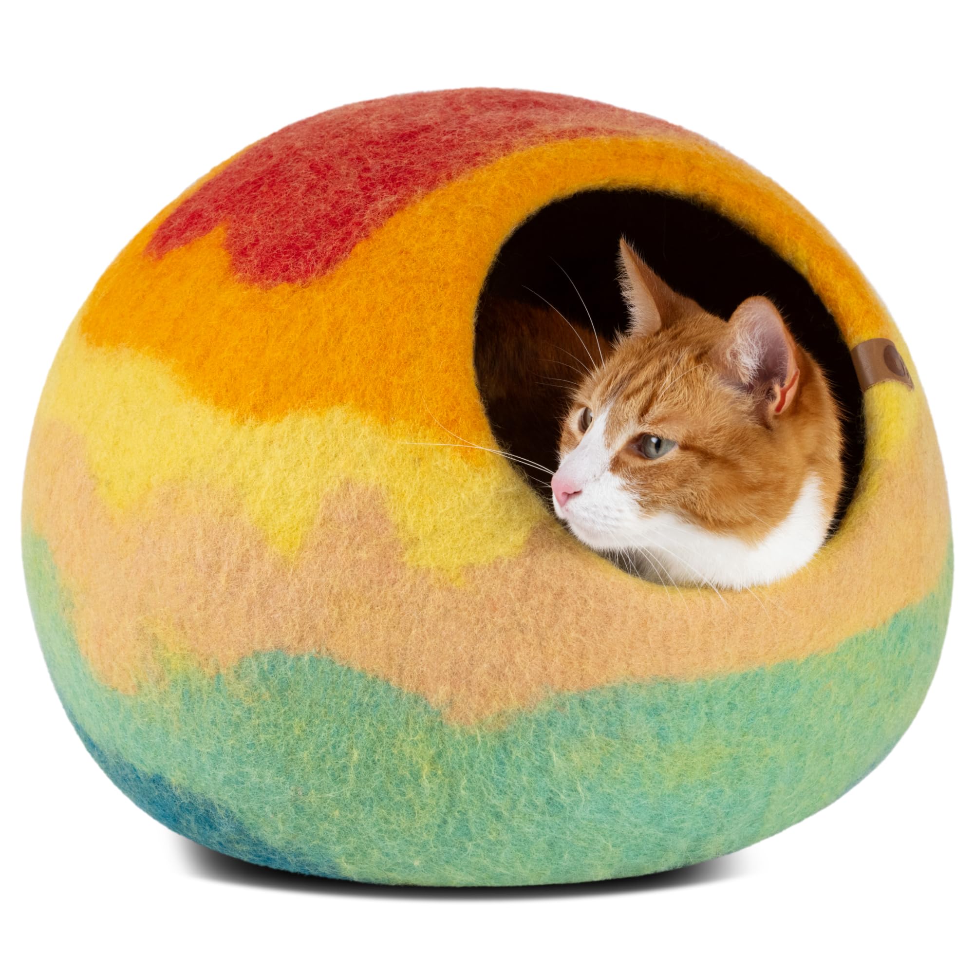 MEOWFIA Katzenbett aus Merinowolle – Handgefilztes, Umweltfreundliches Katzenbett für Katzen & Kätzchen – Weiches Schlafbett, Warm im Winter & Kühl im Sommer, Stilvolles Design