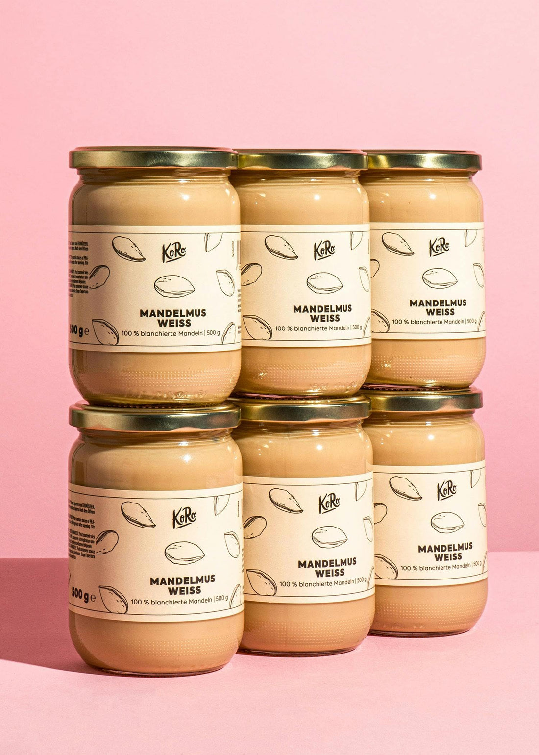 KoRo - Weißes Mandelmus 2 x 500 g - Nussmus ohne Zusatz von Zucker und Palmöl - 100% Mandeln - Unvergleichbar cremig - Vegan - Proteinquelle
