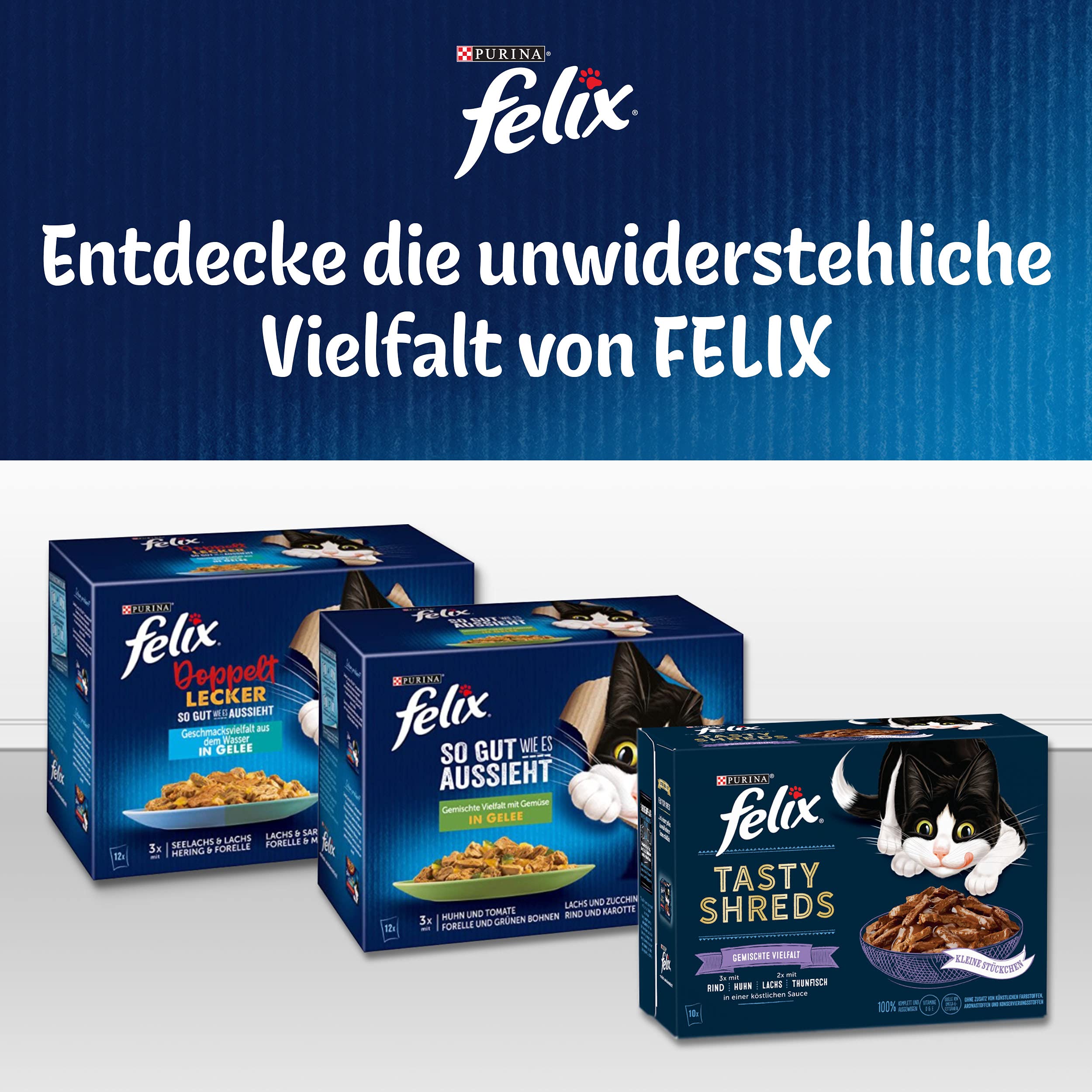 Felix Sensations Saucen Katzenfutter nass, Sorten-Mix, 4er Pack (4 x 24 Beutel à 85g)