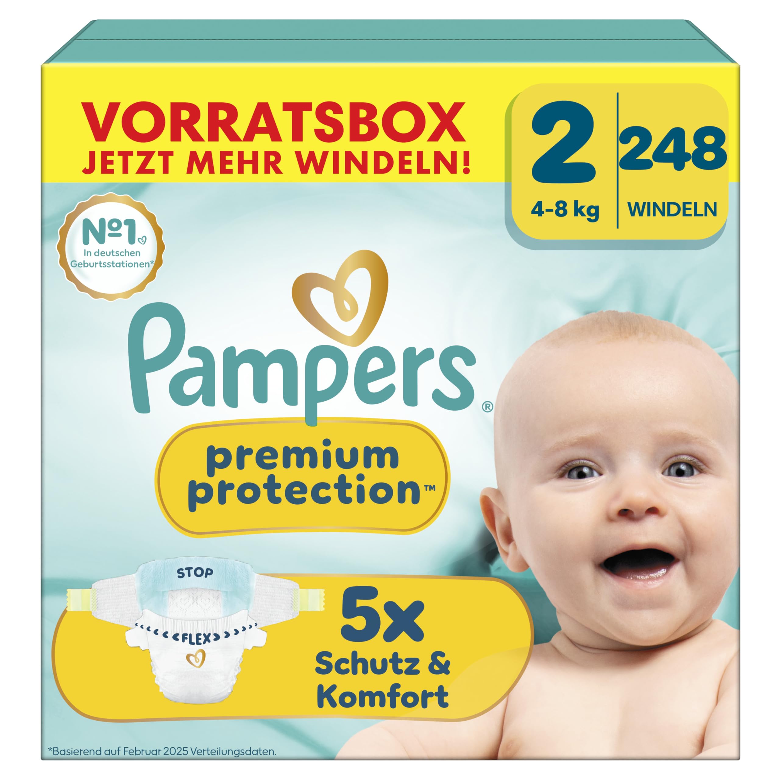 Pampers Premium Protection Größe 4, 186 Windeln, 9kg-14kg, unser Nr. 1 Haut- und Auslaufschutz