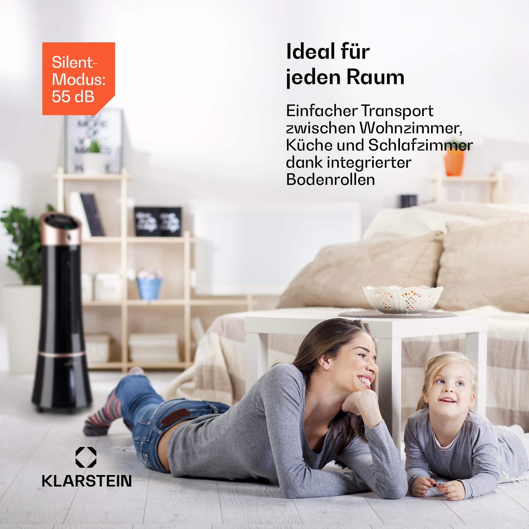 Klarstein Luftkühler mit Wasserkühlung, 5-in-1 Verdunstungskühler, Luftbefeuchter, Ventilator, Luftreiniger & Nachtmodus, Mobile Klimageräte Luftkühler 6L, 45 Watt Air Cooler, 180 m³/h Luftstrom